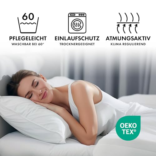 Detalle 2 de Jacobson BASIC Spannbettlaken Jersey Baumwolle 180x200–200x200 cm, Weiss