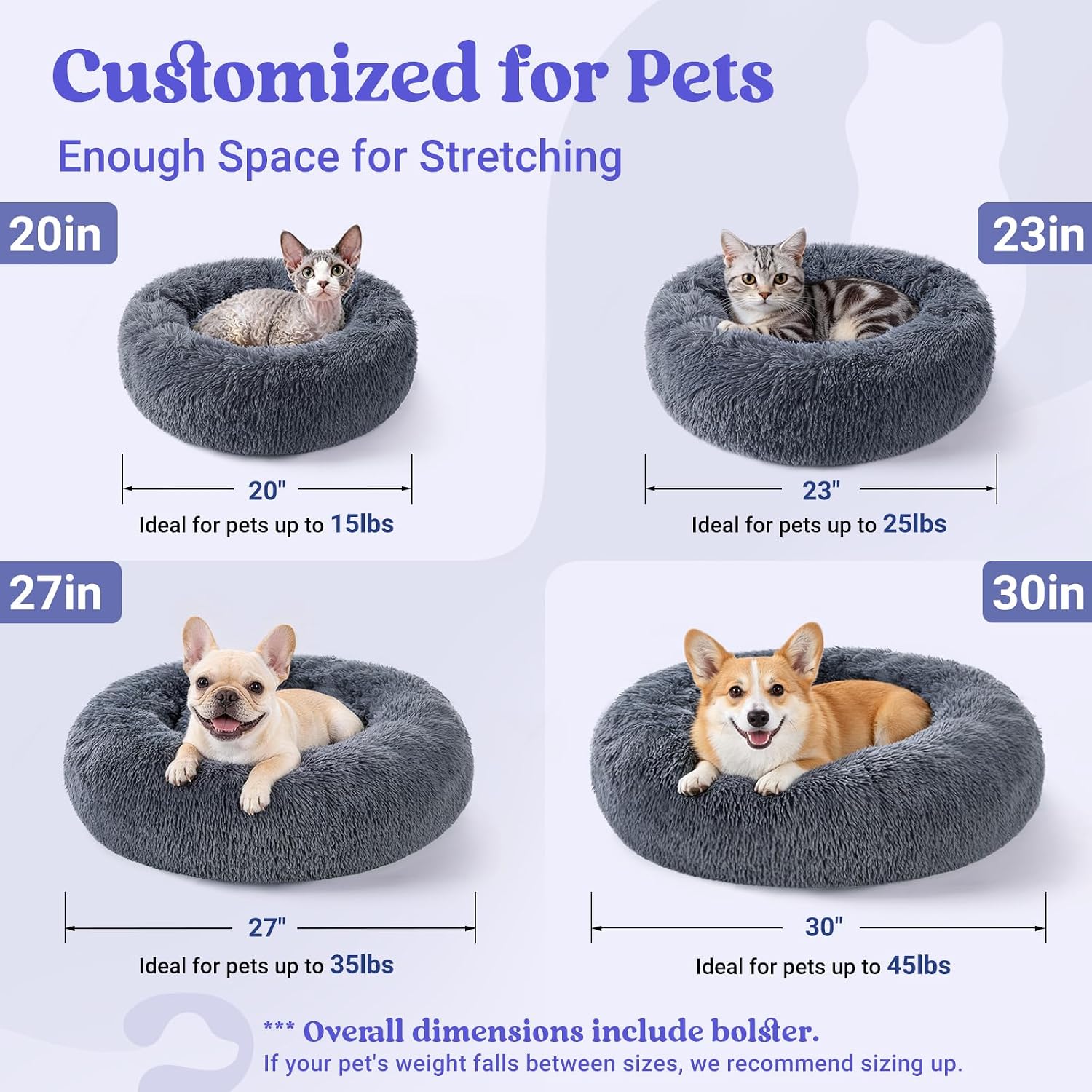 Detalle 1 de rabbitgoo Donut Cat Bed, 20-inch