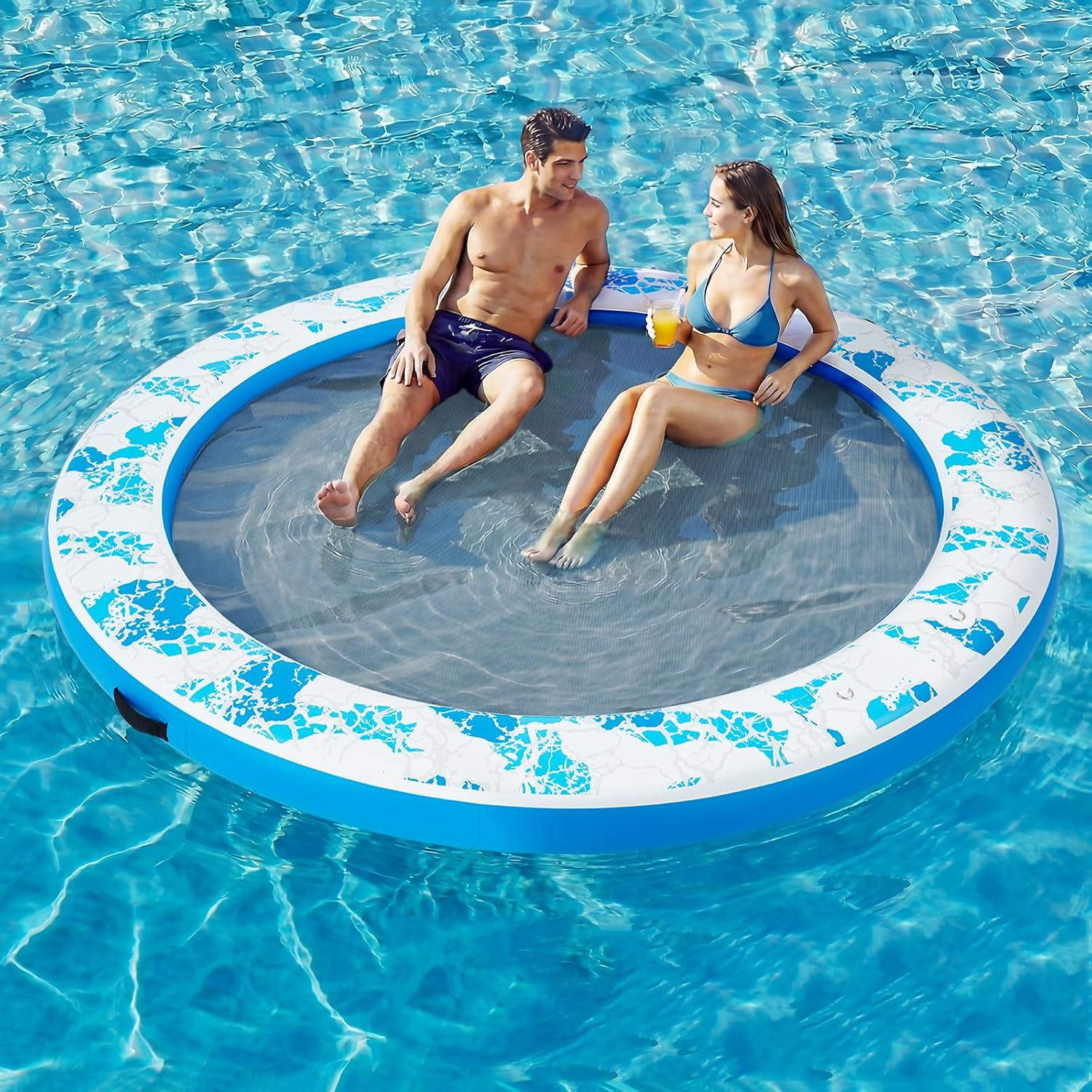 Detalle de Danrelax 6-12FT Round Inflatable Floating Dock with Sunchill Float Ring