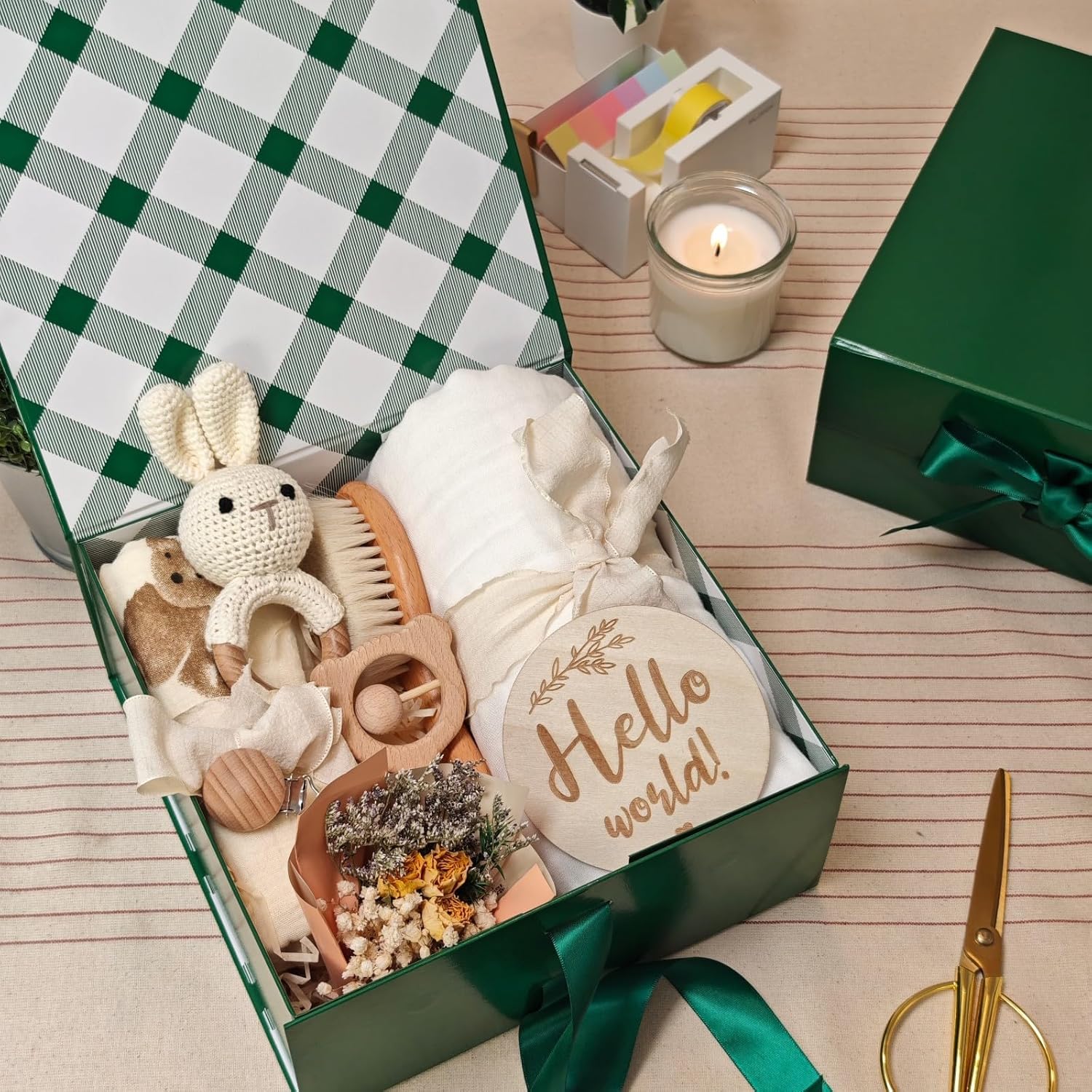Thumbnail 3 de Tekhoho Grün Geschenkbox 22x22x10 cm mit Magnetdeckel und Schleife – Premium-Verpackung für Hochzeit, Geburtstag & Feiertage