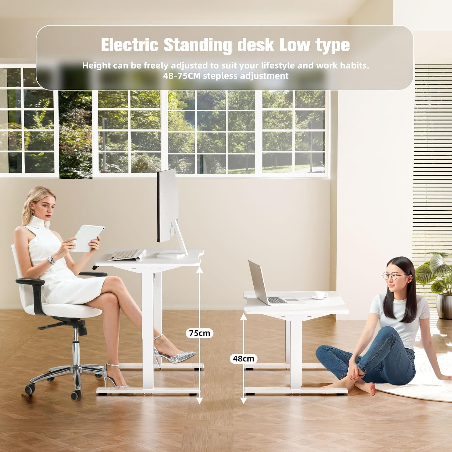 Thumbnail 3 de ERGOMAKER Electric Standing Desk 80x60 cm: Low Height with Wheels and Memory Handset