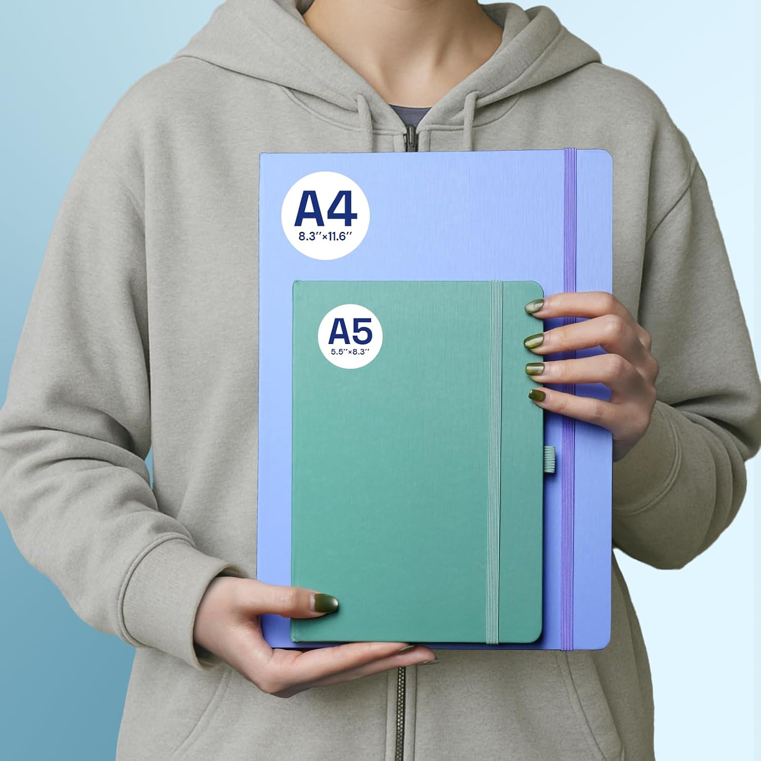 Detalle de ONAVIA A4 Hardcover Notebooks 6 Pack – Lined Journals, 160 Pages, Black