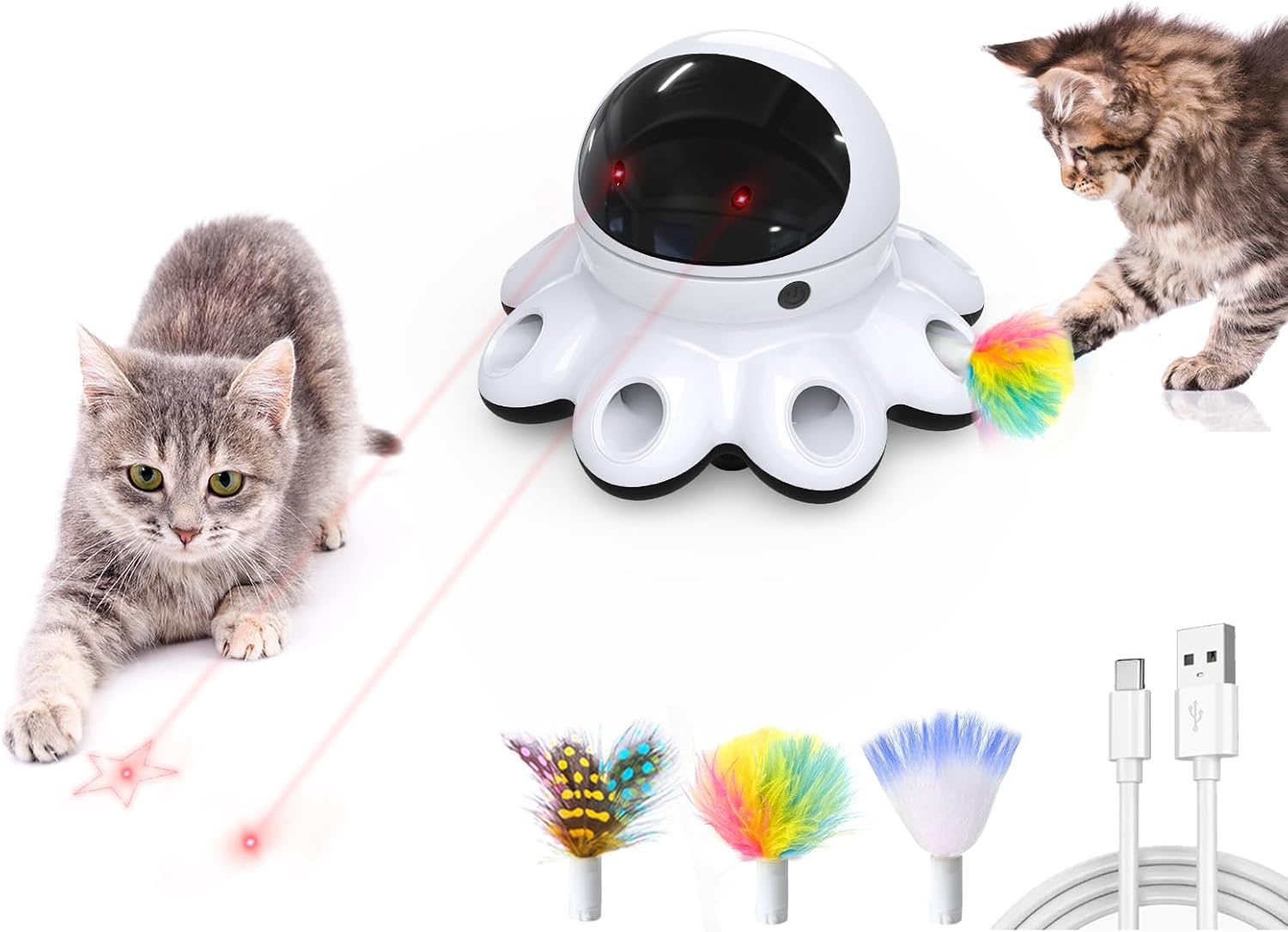 Detalle de GoldenSun Cat Toy 2-in-1 Interactive 8-hole USB 🐱