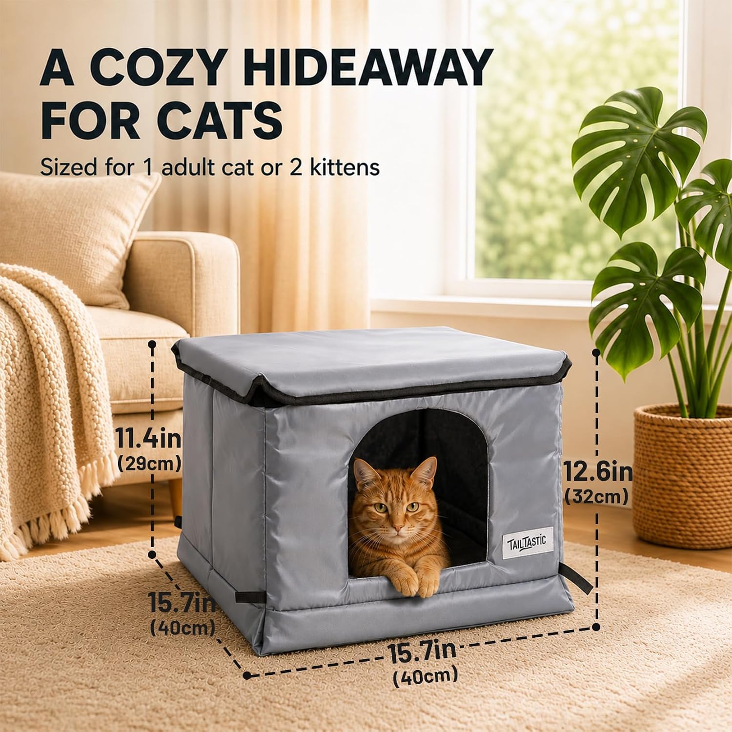 Detalle 1 de TailTastic RX25PT014 Insulated Outdoor Cat House with Sloped Roof