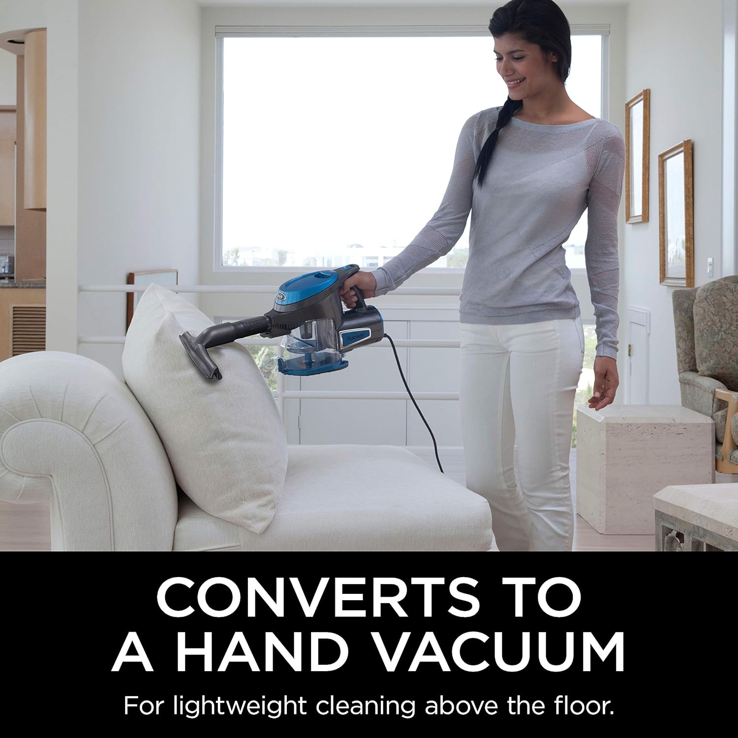 Detalle de Shark Rocket HV300C Corded Stick Vacuum, 2-in-1, Swivel Steering, Blue