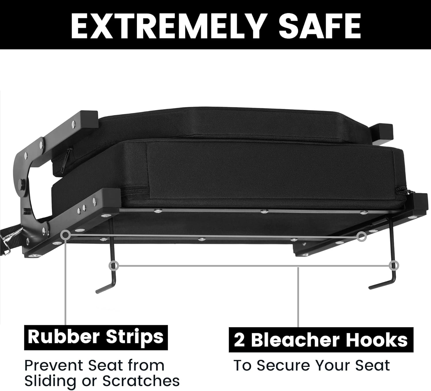 Detalle 1 de Jauntis Stadium Seats for Bleachers (2-Pack) with Ultra-Padded Foam Backs, Cushion, and Shoulder Strap