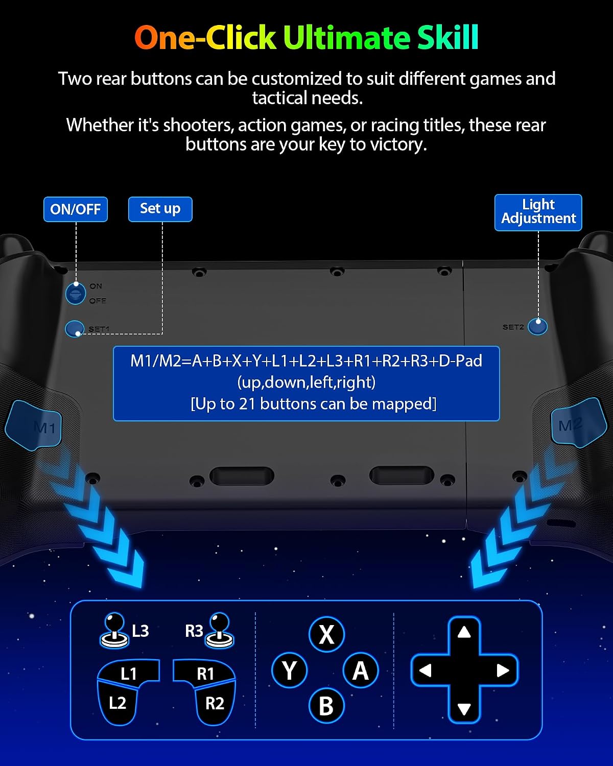 Detalle 2 de ZRZLMVP Wireless Switch Pro Controller for Switch 2 / Switch 1 / Switch OLED with Hall Effect Joysticks, 16 RGB and Turbo
