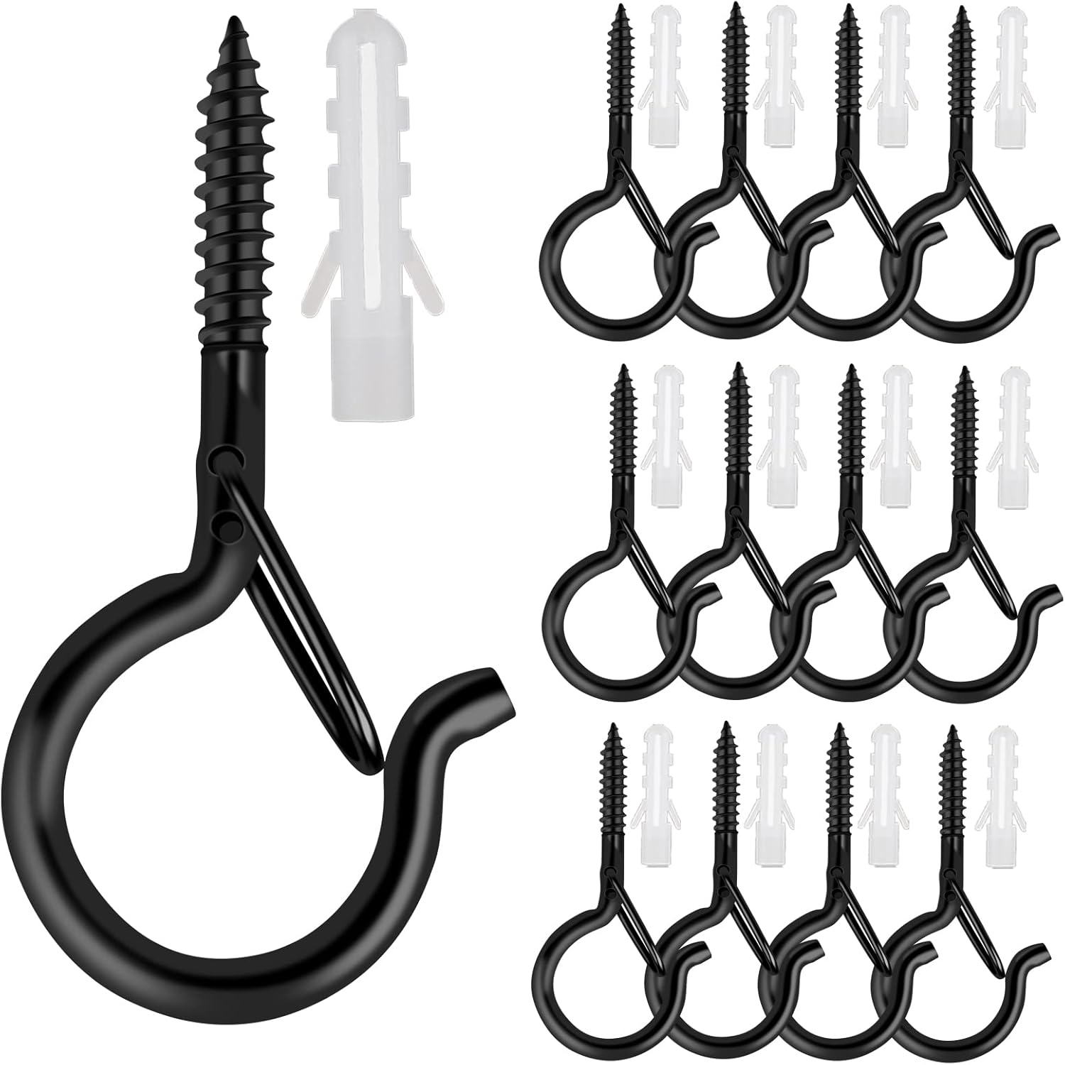 Thumbnail 6 de 30 Pcs Q-Hanger Hooks: Outdoor Screw Hook Lights with Safety Buckle, Wall/Ceiling Mount (Black) + Wind Nut Driver
