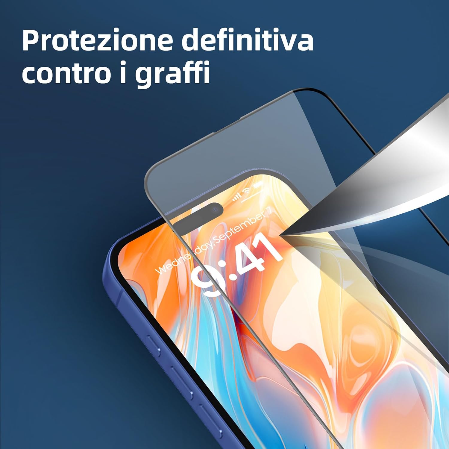 Detalle 2 de NEW’C 3 Pezzi pellicola protettiva vetro temperato per iPhone 16 e iPhone 15 (6,1") con installazione automatica