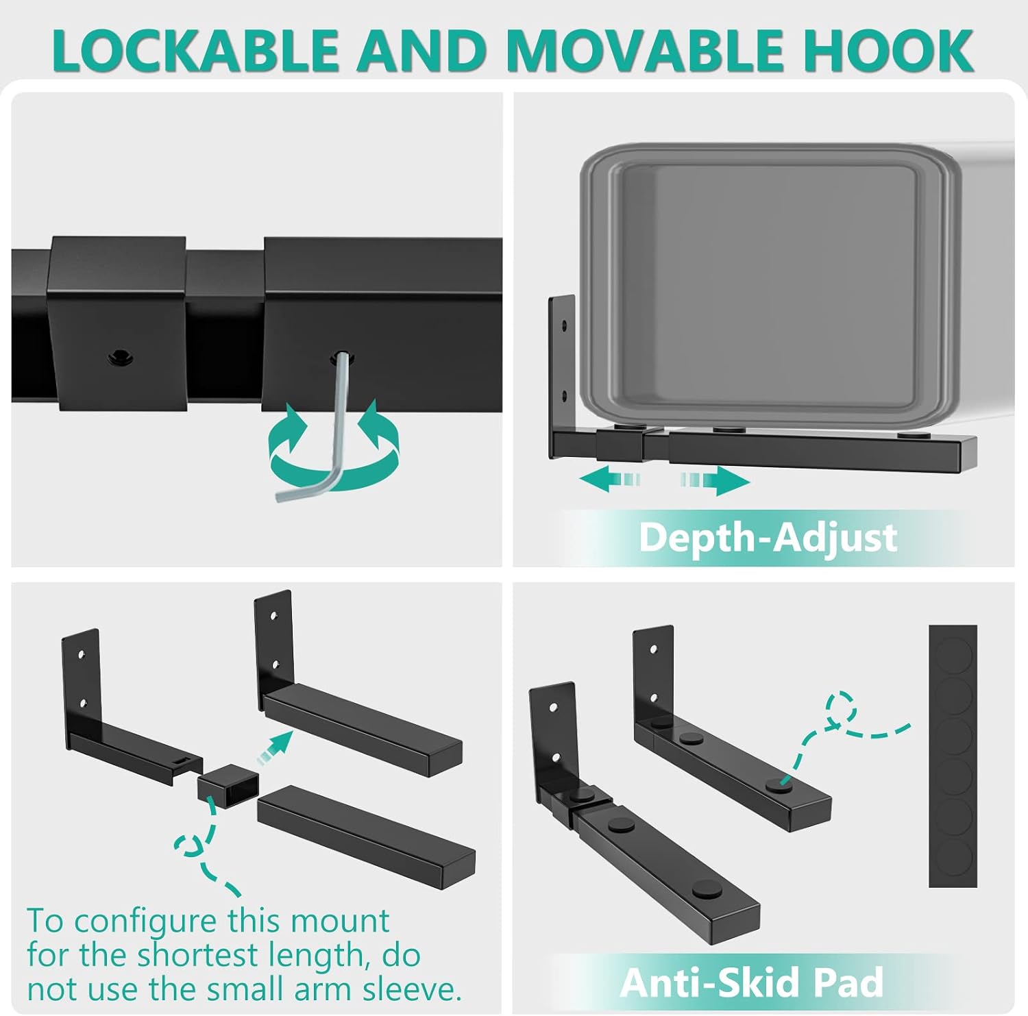 Detalle de WALI Center Channel Speaker Wall Mount SLK201 – Universal Bracket for Soundbars (Up to 13.6 kg)