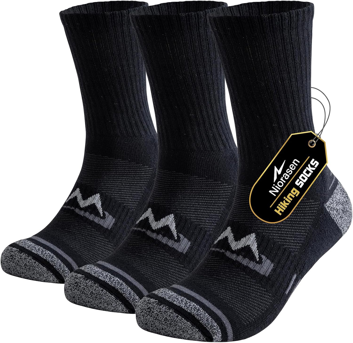 Detalle de Niorasen Mens Sports Socks: Cushioned, Anti-Blister Hiking Socks for All‑Day Comfort