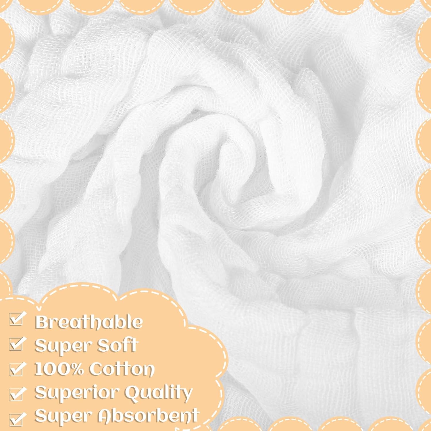 Thumbnail 4 de Lanjue 12x12 Muslin Cloths 8-pack for babies
