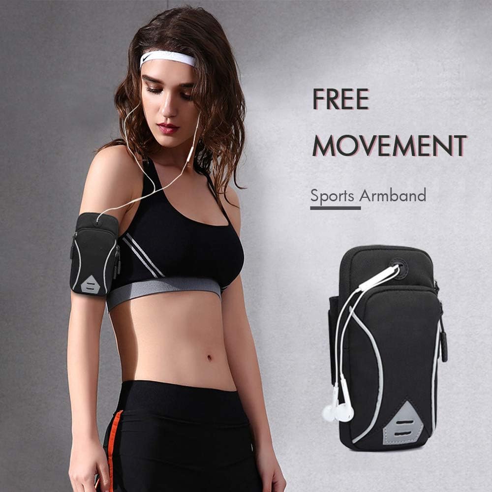 Thumbnail 5 de GORWRICH Running Armband Phone Holder Bag – Sweatproof with Key Holder, 2 Pockets, and Extendable Strap for Phones Up to 6 Inches