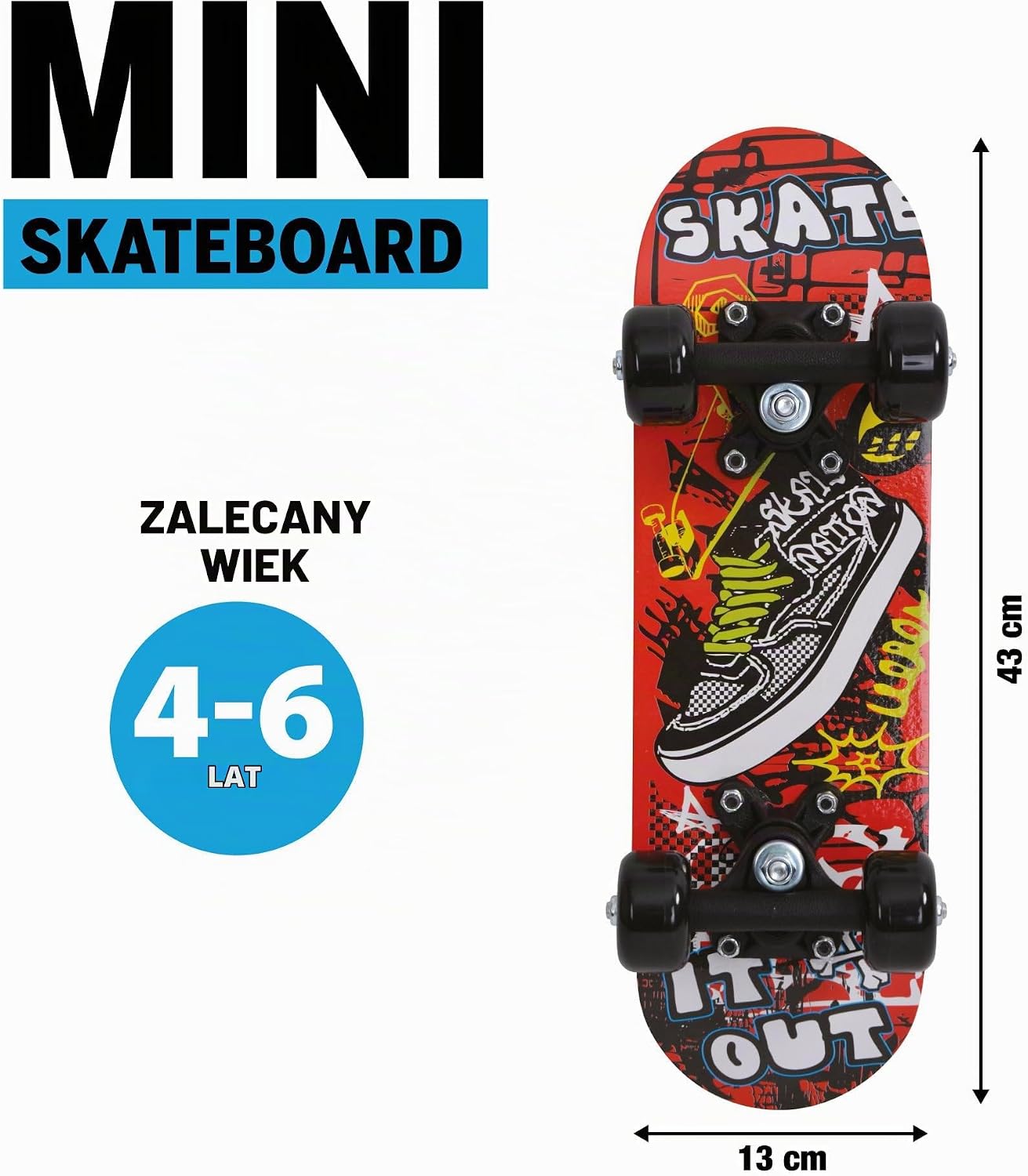 Detalle 2 de Schildkröt Mini 17" Skate It Out – deskorolka dziecięca 43 × 13 cm z klonu