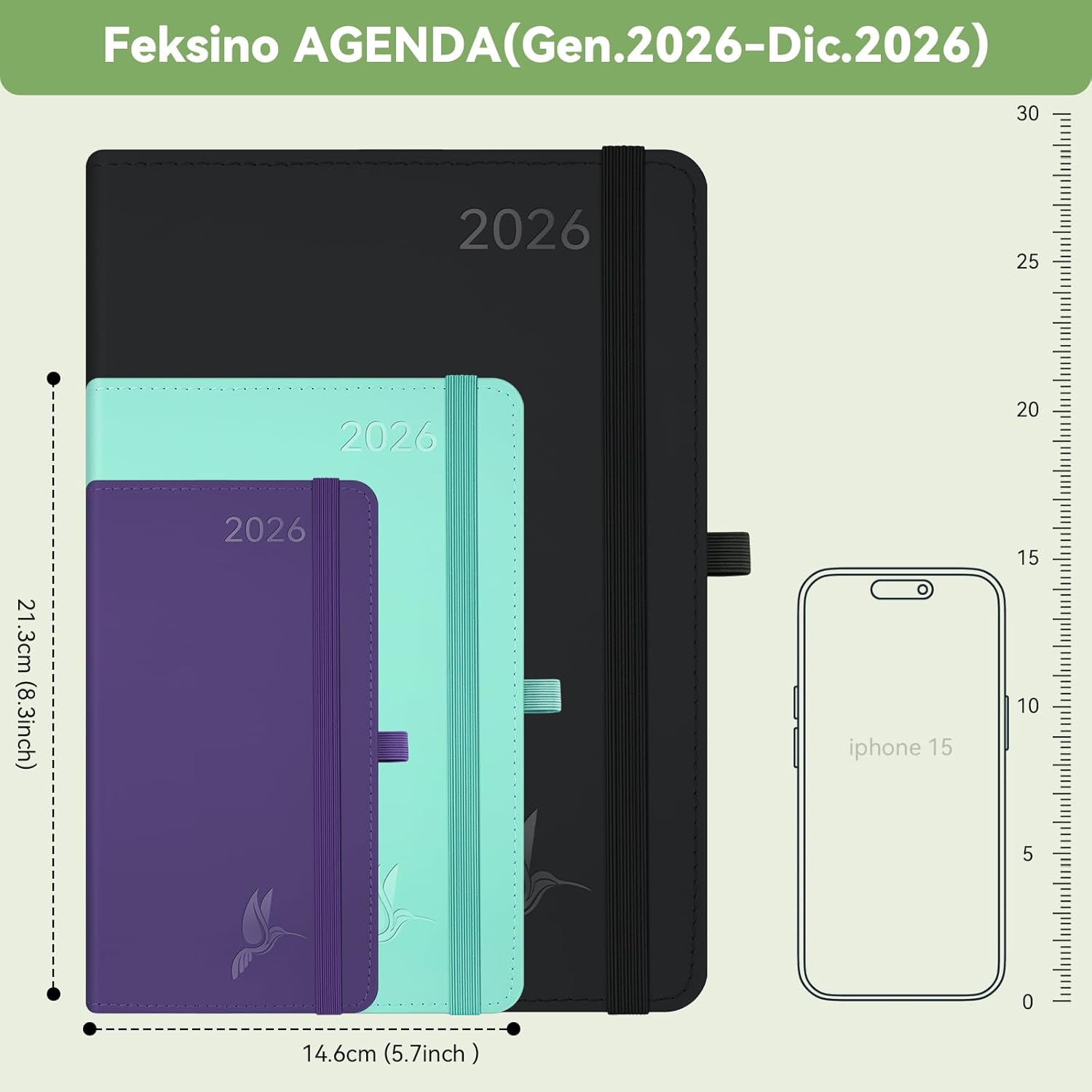 Detalle 2 de FEKSINO Agenda 2026 Settimanale Verticale A5 21,3x14,6 cm 📖