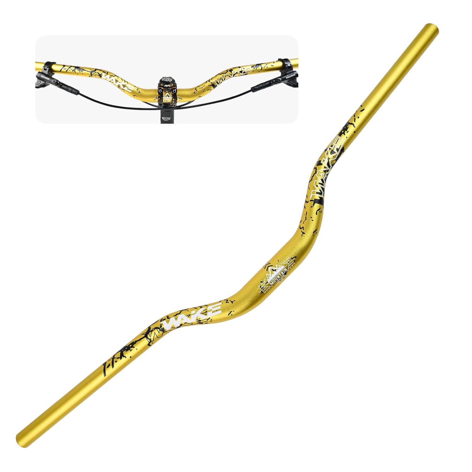 Wake Bike Handlebar 31.8mm x 780mm Extra Long Aluminium Alloy Riser Bar (Gold)