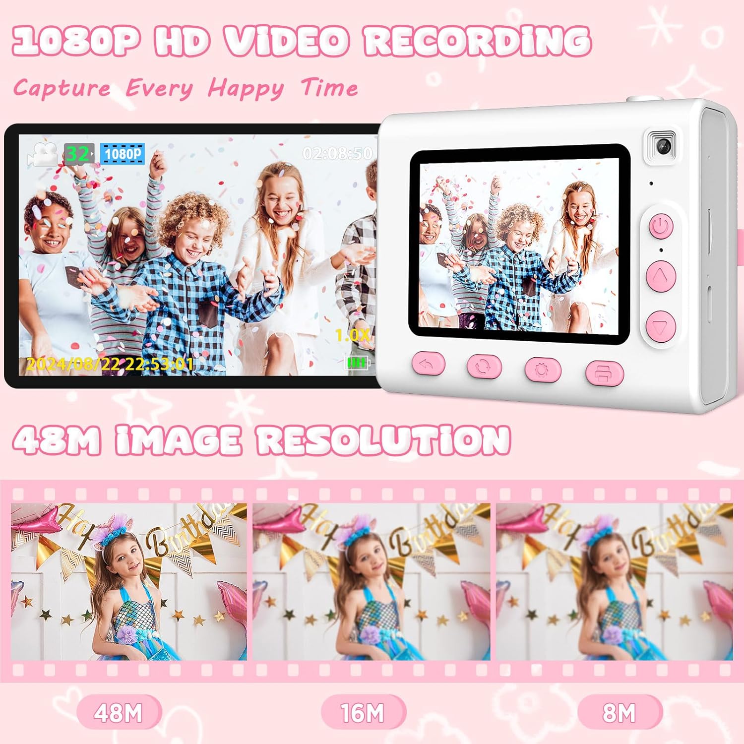 Thumbnail 3 de Immver Kids Camera: Dual-Lens Selfie Camera with Instant Printing for Ages 3–12
