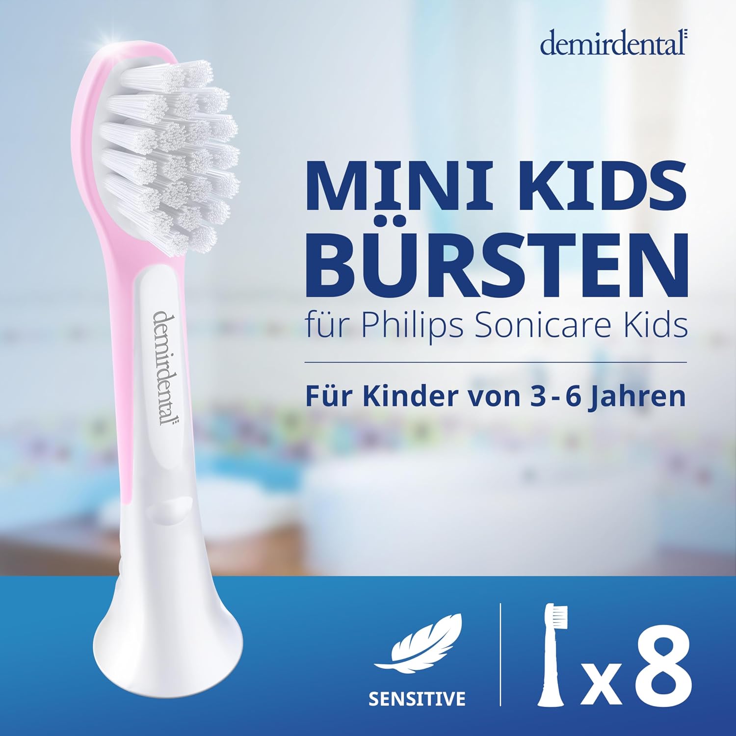 Thumbnail 1 de demirdental Ersatzbürsten Kids (HX6034/HX6038) für Philips Sonicare – Rosa, 8er Set, geeignet für 3–6 Jahre