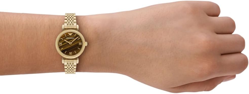Detalle 2 de Emporio Armani Armbanduhr mitgoldfarbenem Edelstahlgehäuse – 28 mm, Quarz, 3 ATM