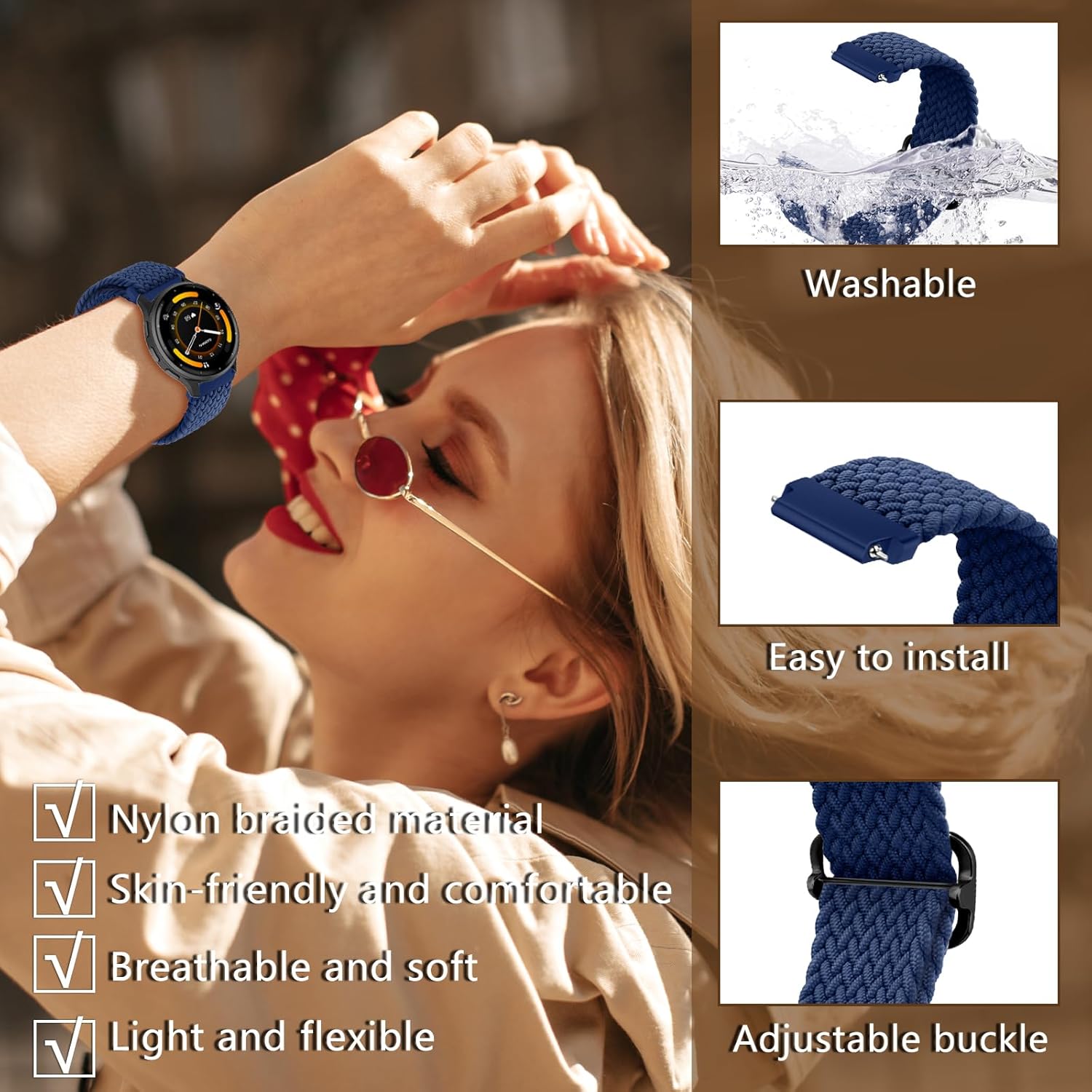 Thumbnail 2 de MaEiol 22 mm Nylon-Armband geflochten für Huawei Watch (GT 6/5/4 u. a.) & Garmin Venu/Forerunner