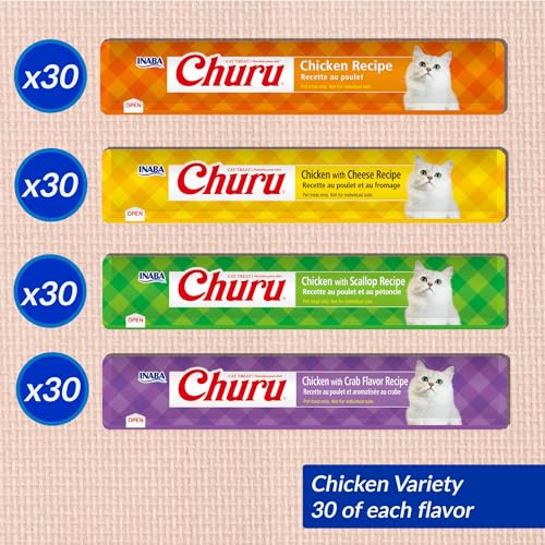 Thumbnail 5 de INABA Churu Cat Treats, Lickable Creamy Purée – Chicken Variety, 0.5 oz Tubes (120 total)