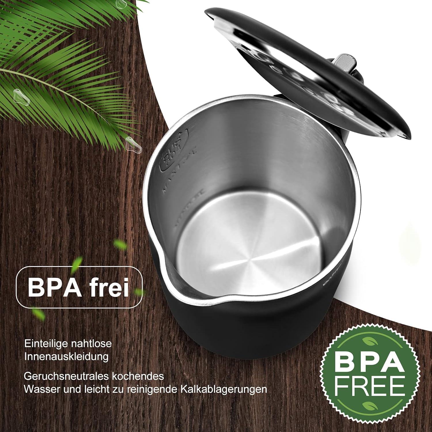 Detalle de Bear 1.7L Edelstahl-Wasserkocher mit 11 Temperaturen, 1800W und Strix Thermostat