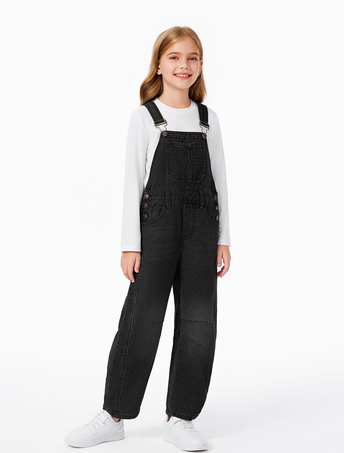 Detalle 2 de Haloumoning denim tuinbroek voor meisjes, mouwloos met lange broek en zakken