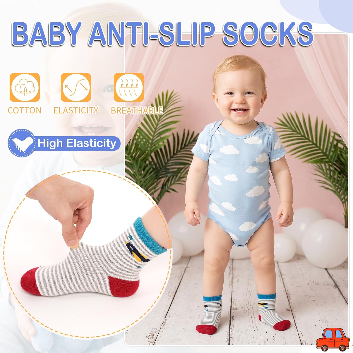 Thumbnail 1 de HYCLES Baby Grip Socks 12 Pairs – Non-Slip Anti-Skid Socks for 0–7 Years