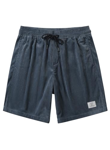 Detalle 2 de JMIERR Kurze Hosen Herren Corduroy Shorts – elastischer Bund, Taschen, Blau (Größen S–3XL)