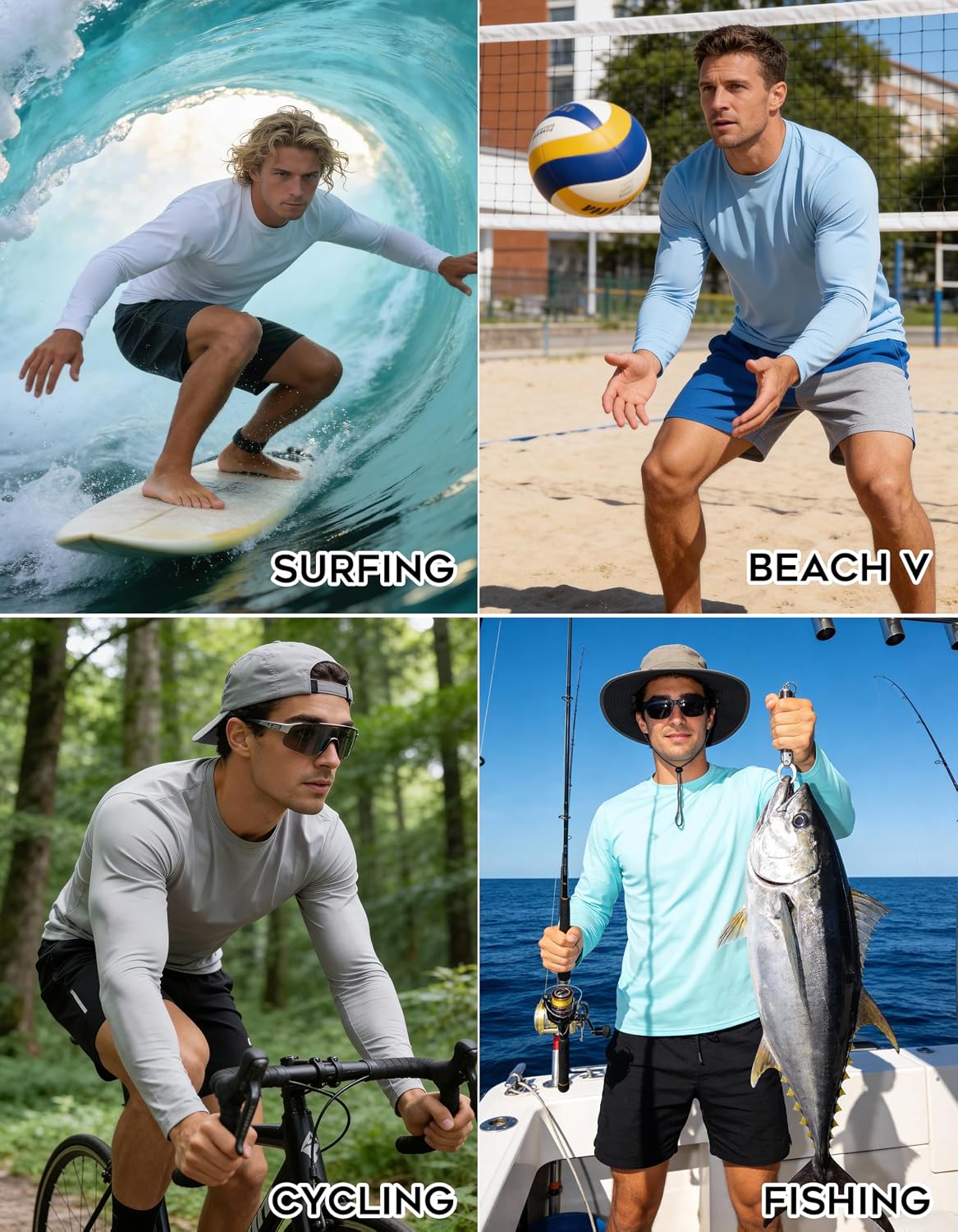 Detalle de Men's Rash Guard UPF 50+ Sun Protection T-Shirt (Short/Long Sleeve) – Lightweight Quick-Dry