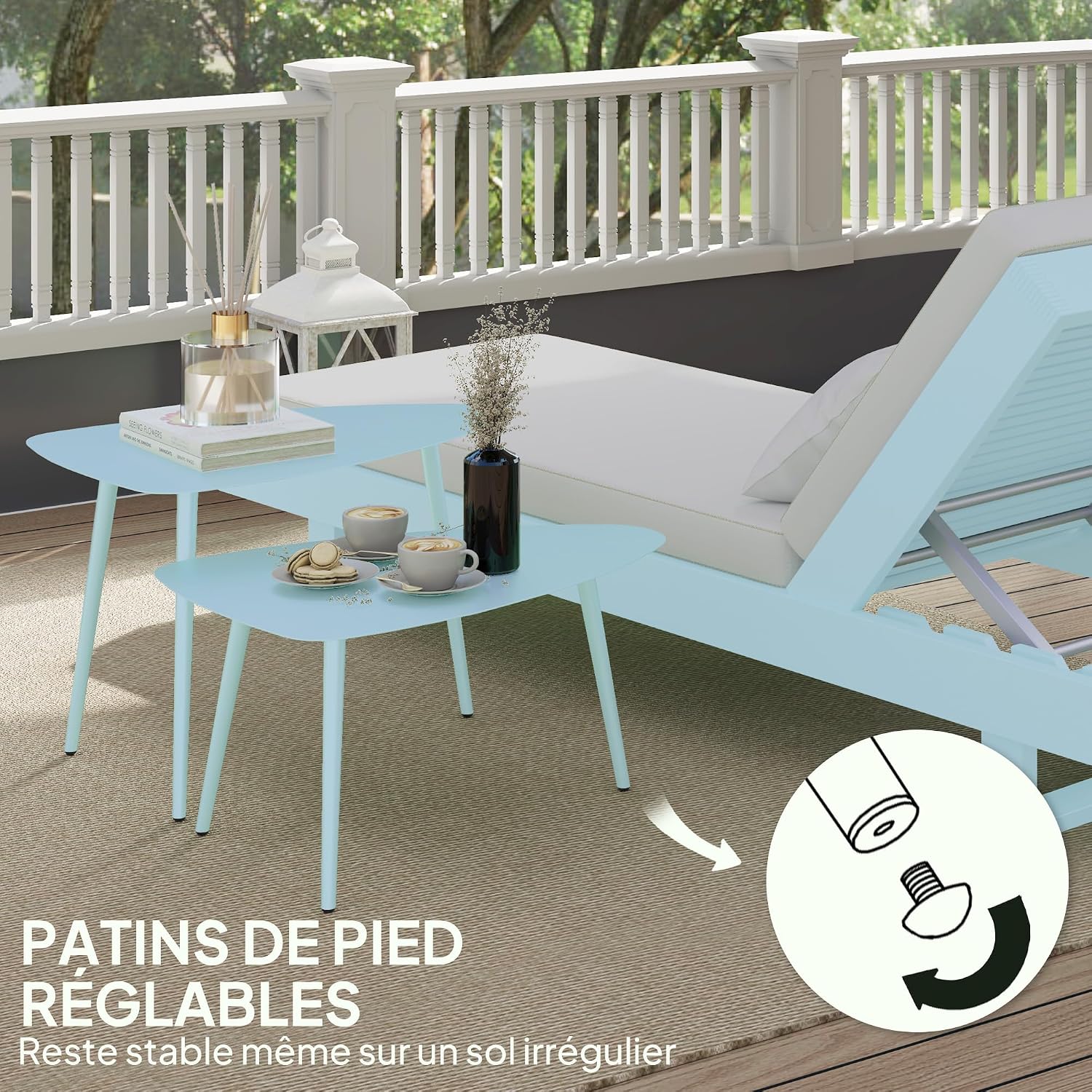 Detalle de Lot de 2 tables basses jardin Outsunny