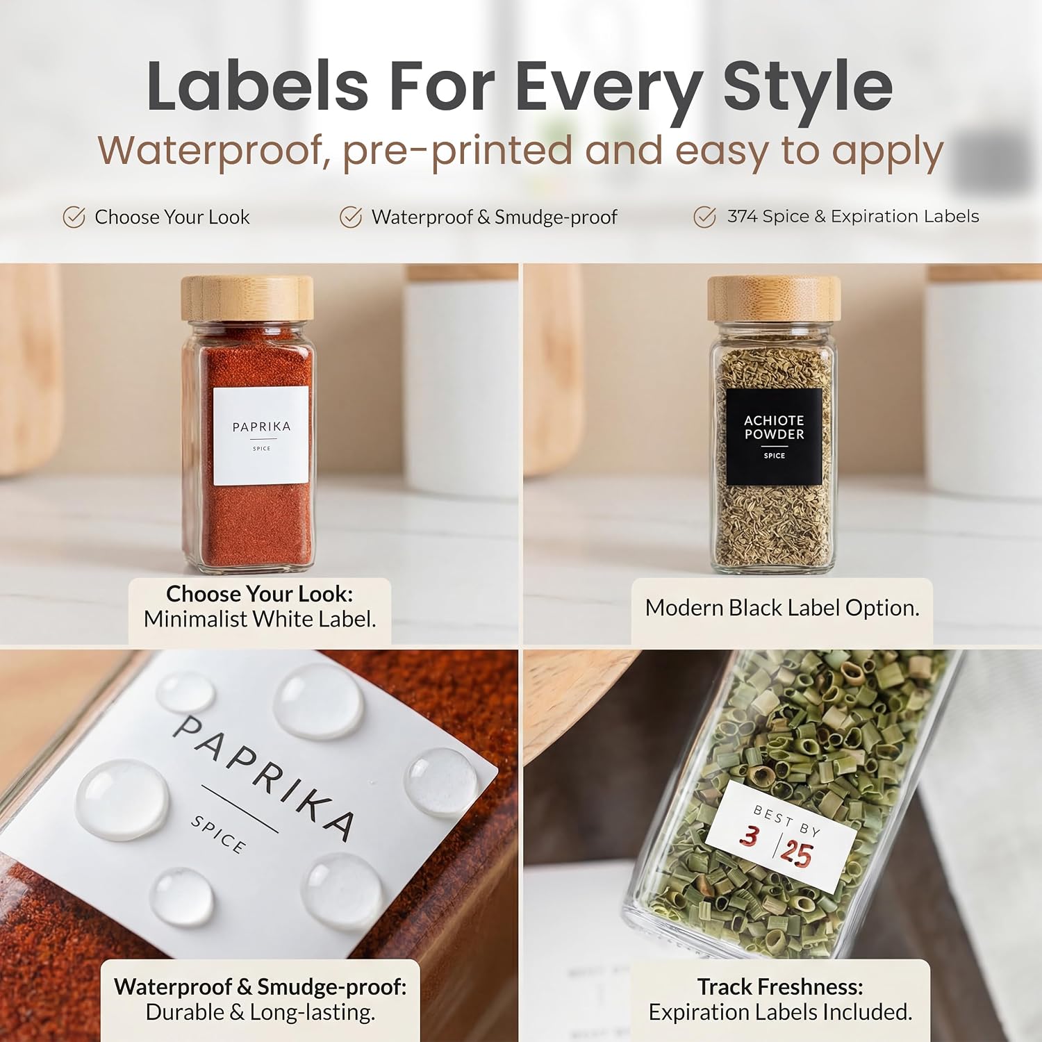 Detalle 1 de SAVVY & SORTED Glass Spice Jars 4 oz