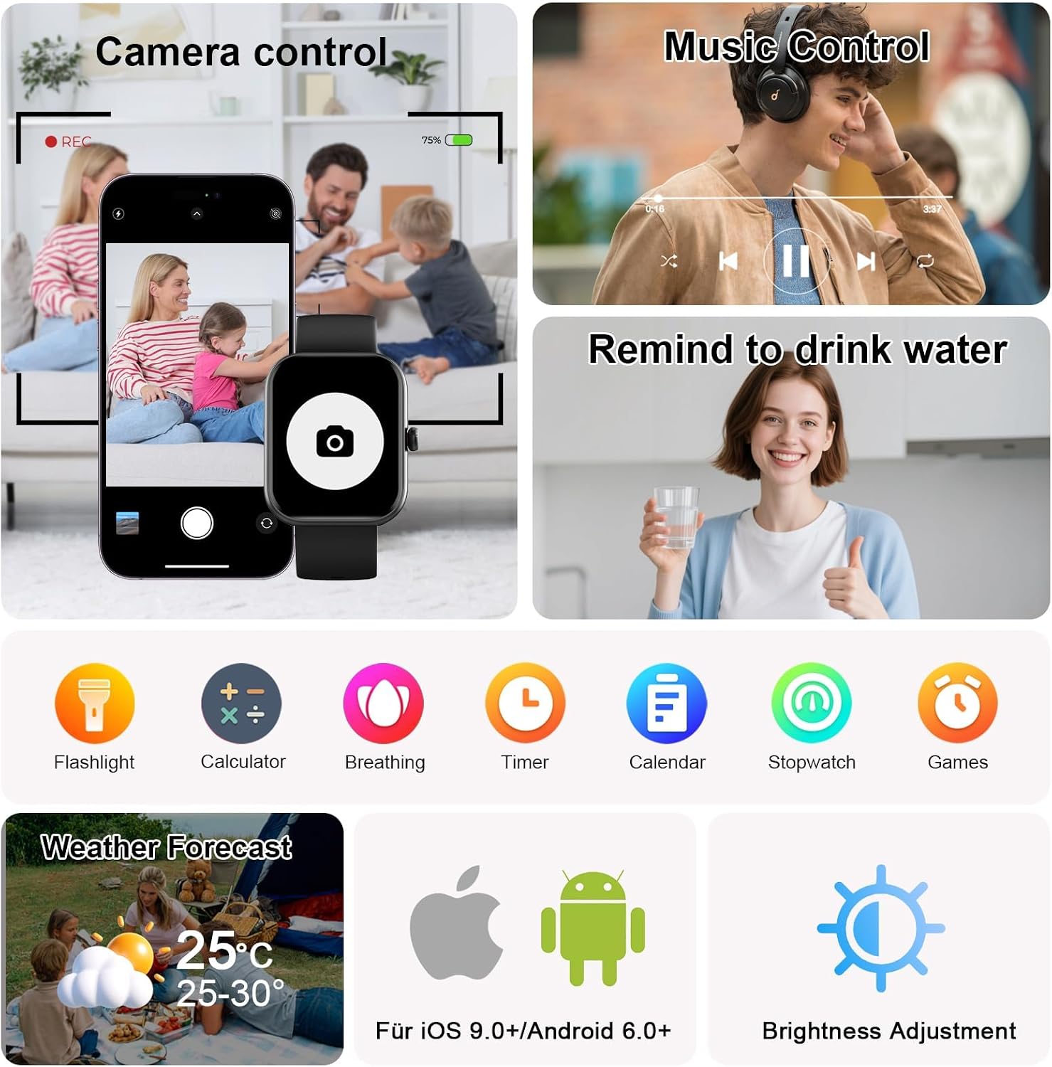 Detalle de uaue Smart Watch Alexa Built-in: 1.91" HD Fitness Smartwatch with Bluetooth Calling