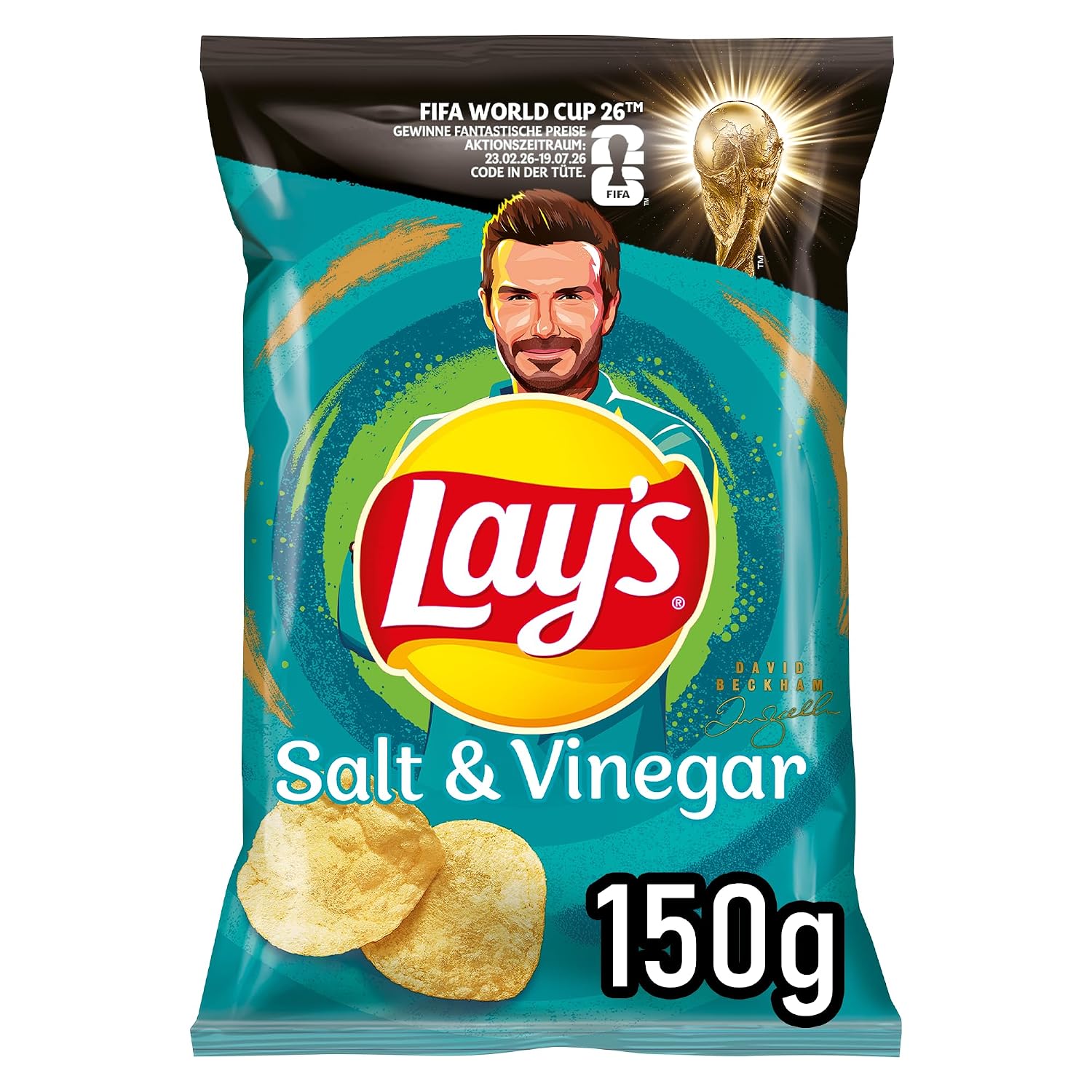 Detalle 1 de Lay’s Salt & Vinegar Kartoffelchips (9 x 150 g) – knusprige Party-Snacks für Lieblingsfans