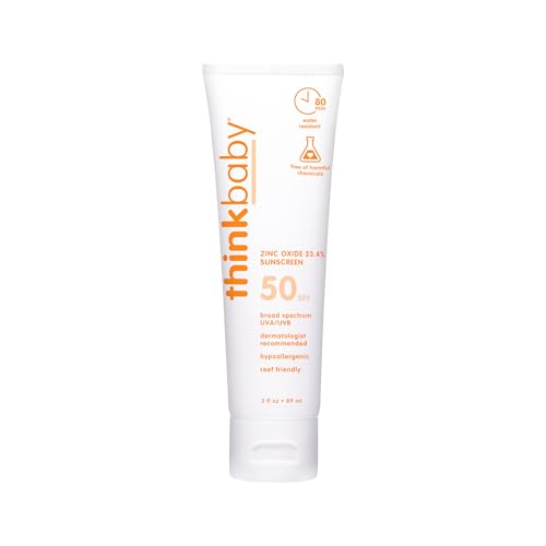 Detalle de Thinkbaby Sunscreen SPF 50+ Mineral Formula, Water Resistant, 3 Oz