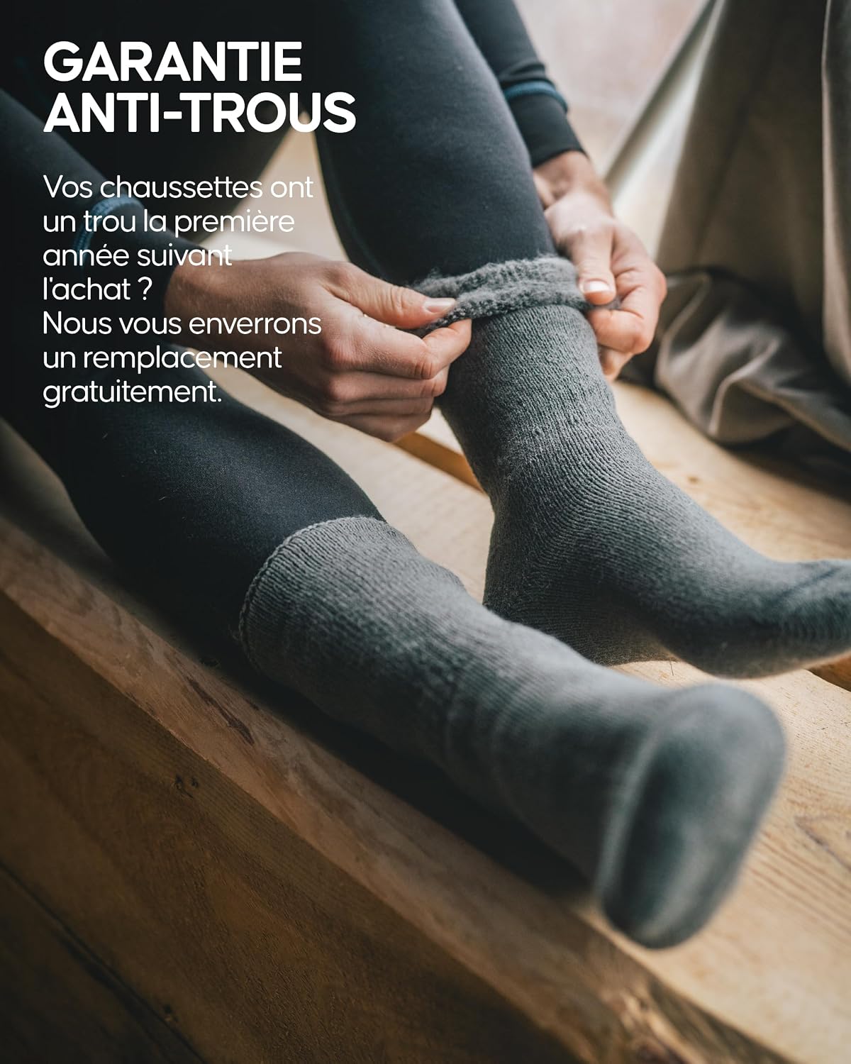 Detalle 2 de Chaussettes DANISH ENDURANCE thermiques, anti-ampoules, lot de 2