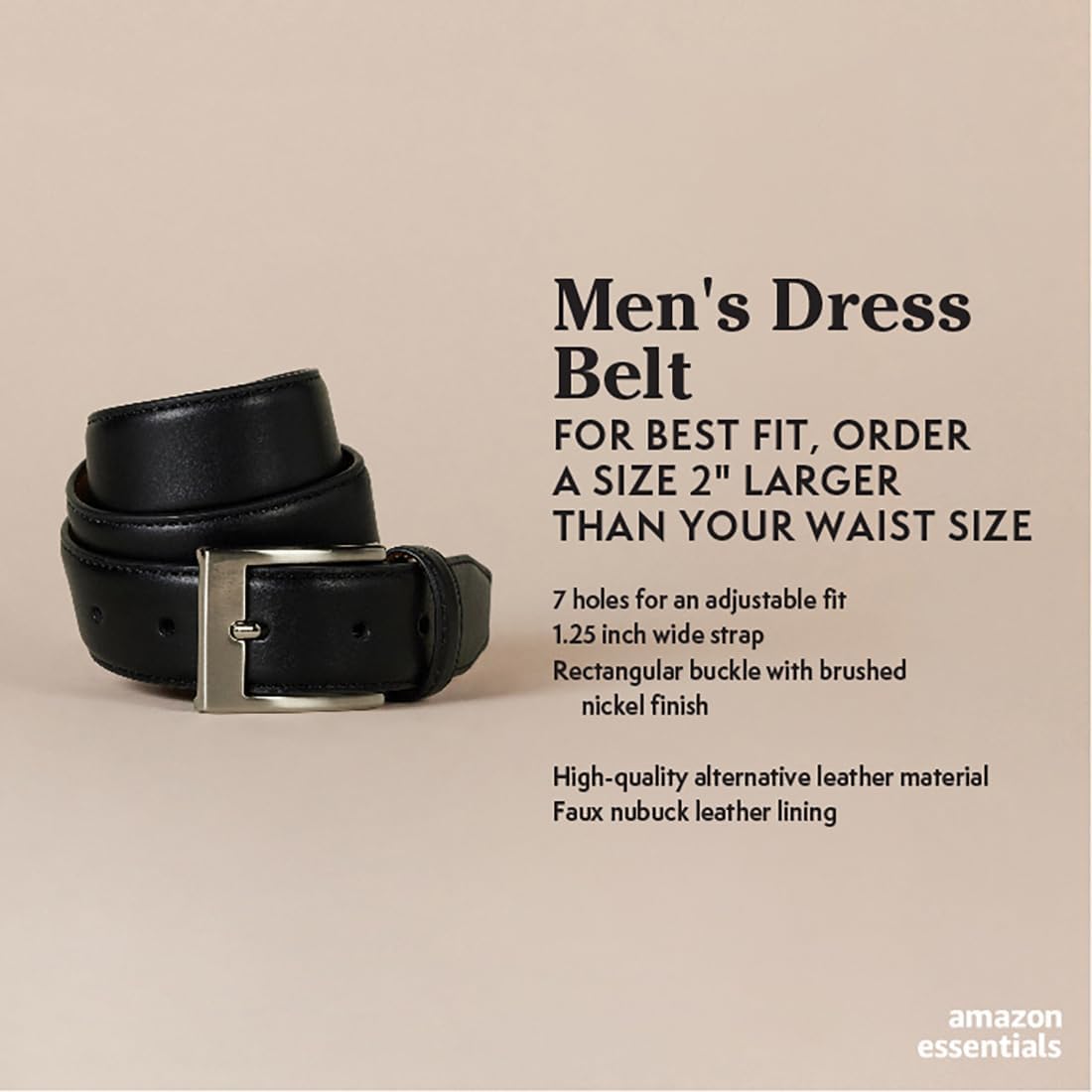 Detalle de Amazon Essentials Men's Leather Belt, Classic Style