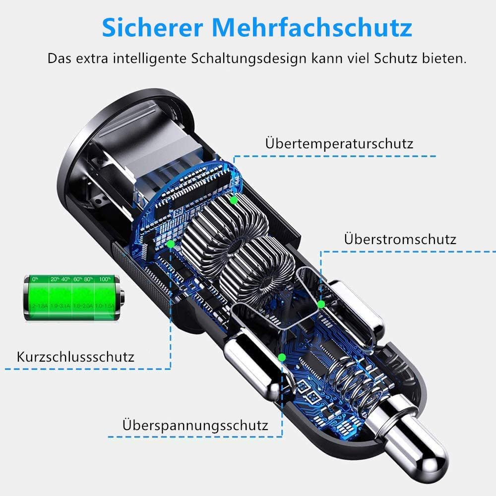 Thumbnail 6 de 168W Zigarettenanzünder USB‑C Verteiler (4‑in‑1) – PD 3.0 Auto‑Ladegerät für iPhone, iPad & Dashcam
