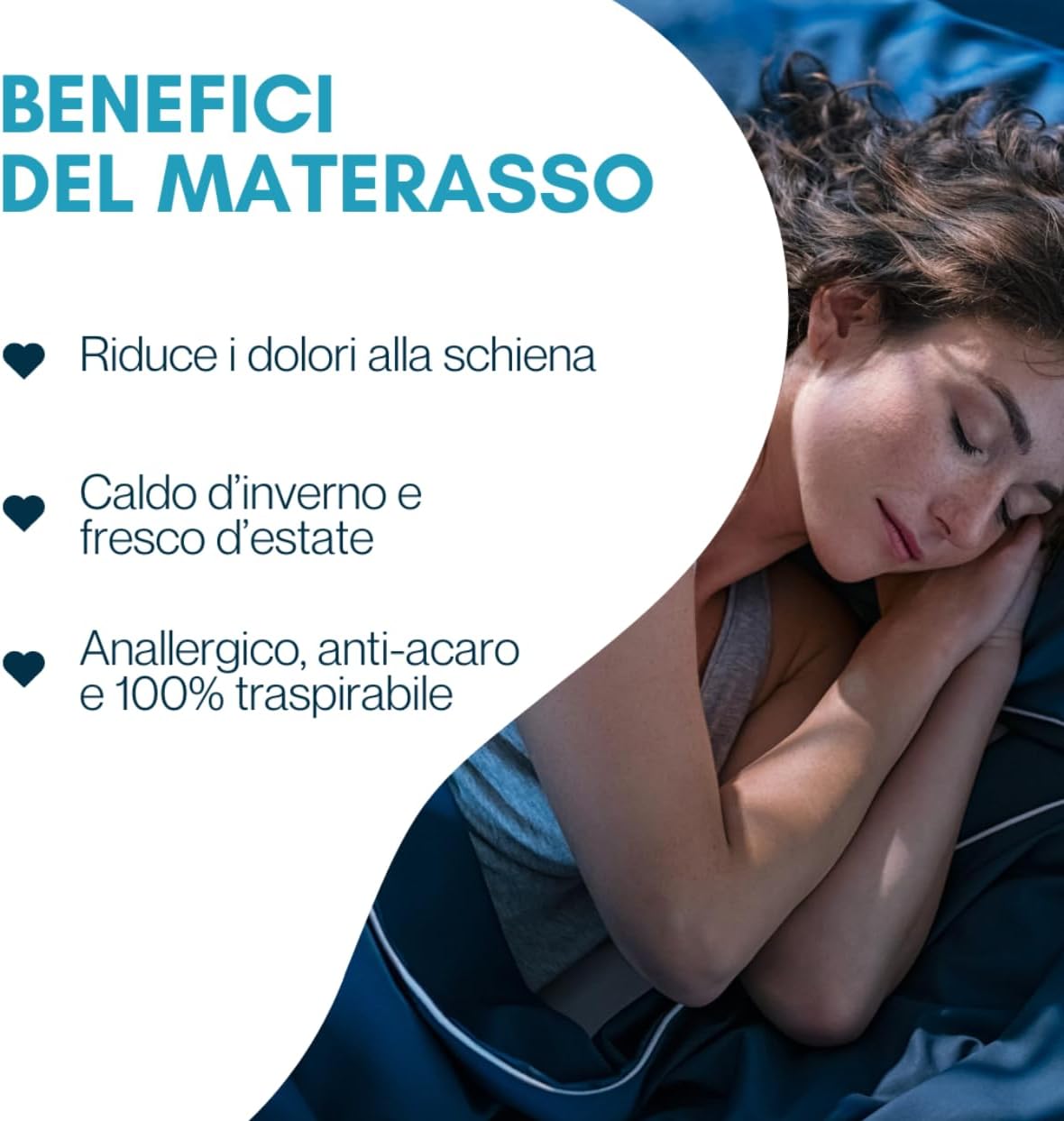 Detalle de Archiletto Materasso Ortopedico Alto 160x190 – Memory Foam e Water Foam, 3 Zone Differenziate, Sostegno Medio Rigido