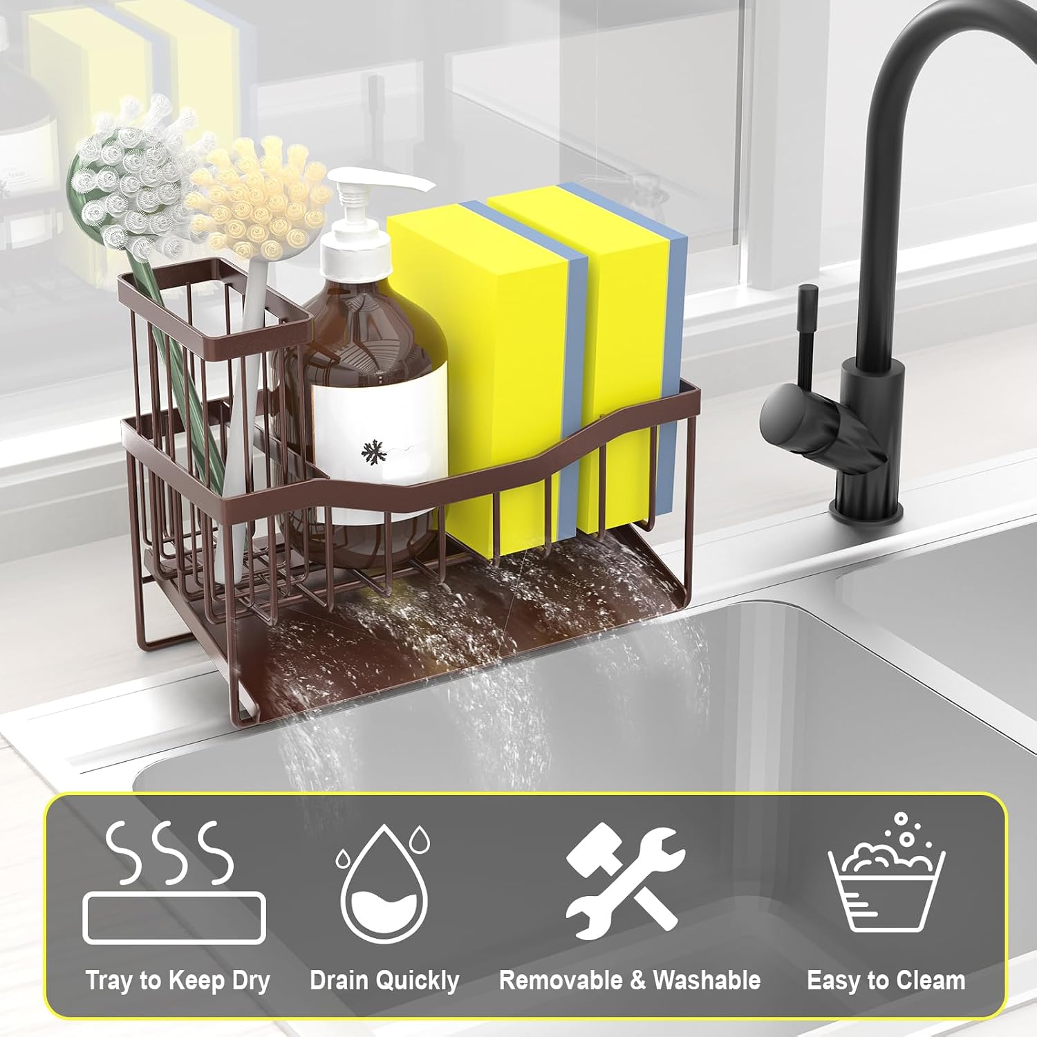Thumbnail 2 de Fssvcd Maifan Sink Caddy Sponge Holder for Kitchen 🧽