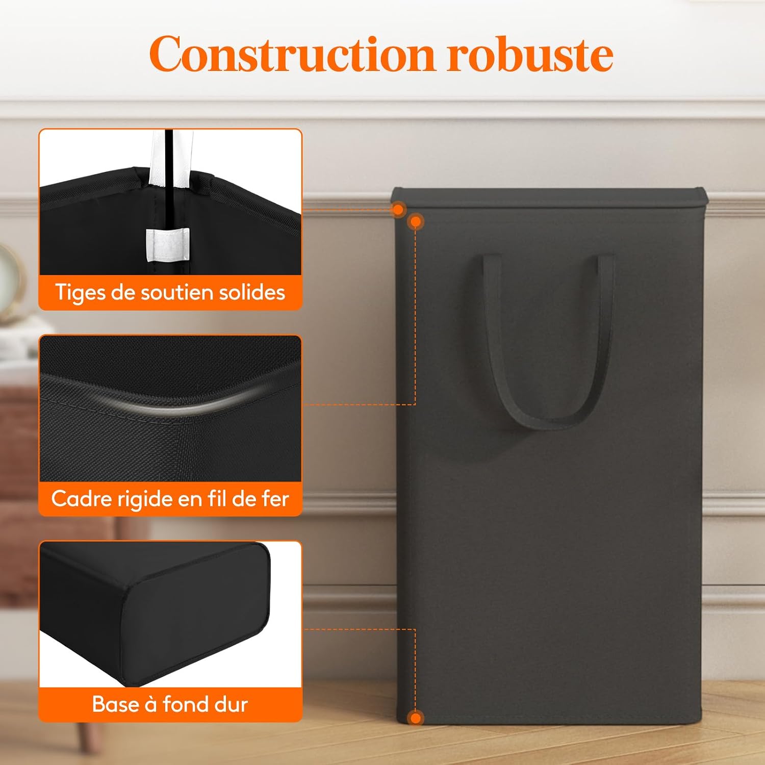 Detalle 2 de Lifewit 24017 set van 2 wasmanden met deksel, 65 l, opvouwbaar