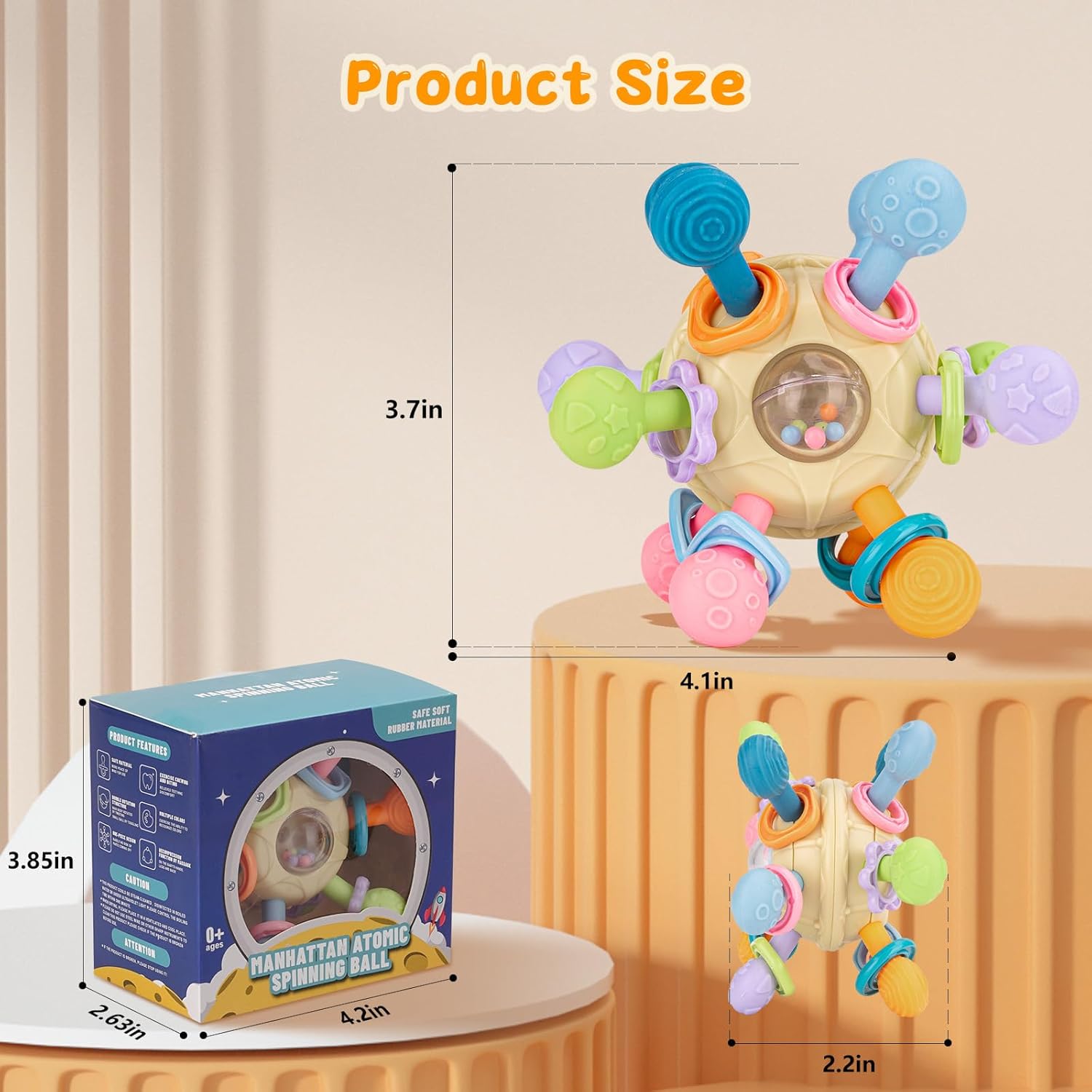 Thumbnail 1 de Baby Montessori Sensory Teething Ball 3.7in