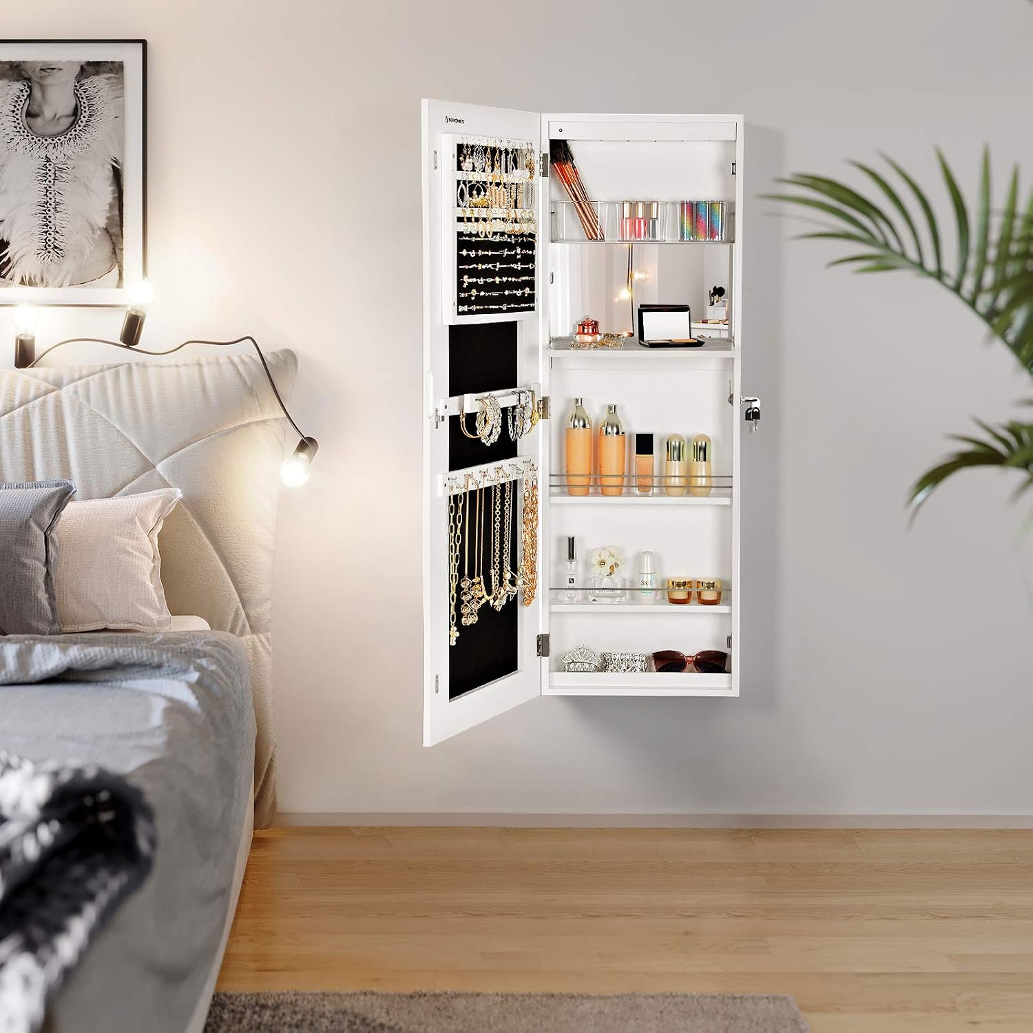 Detalle 1 de SONGMICS JBC63WV1 organizer gioielli con specchio