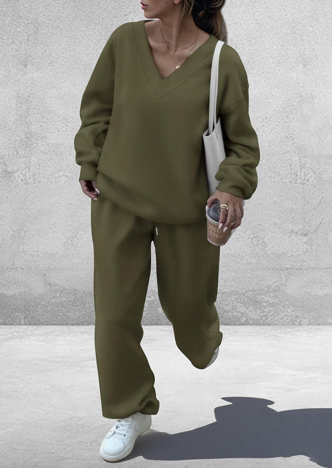 Detalle 2 de PRETTYGARDEN Women's V-Neck Sweatsuit Set