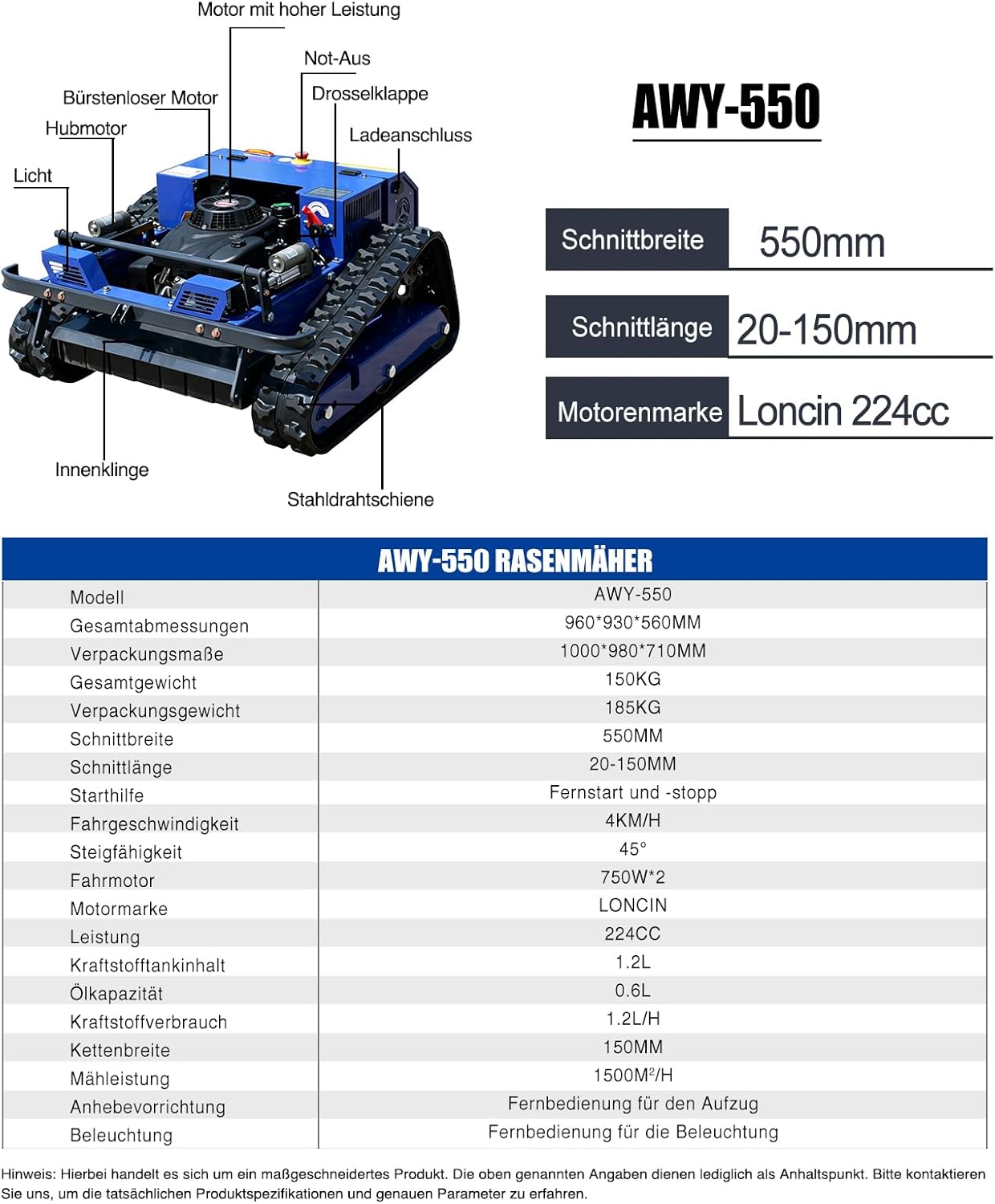 Thumbnail 6 de Mähroboter-Fernsteuerung mit Raupenfahrwerk 4x4 Hybrid - 55 cm Schnittbreite, Steigungsschutz bis 45°