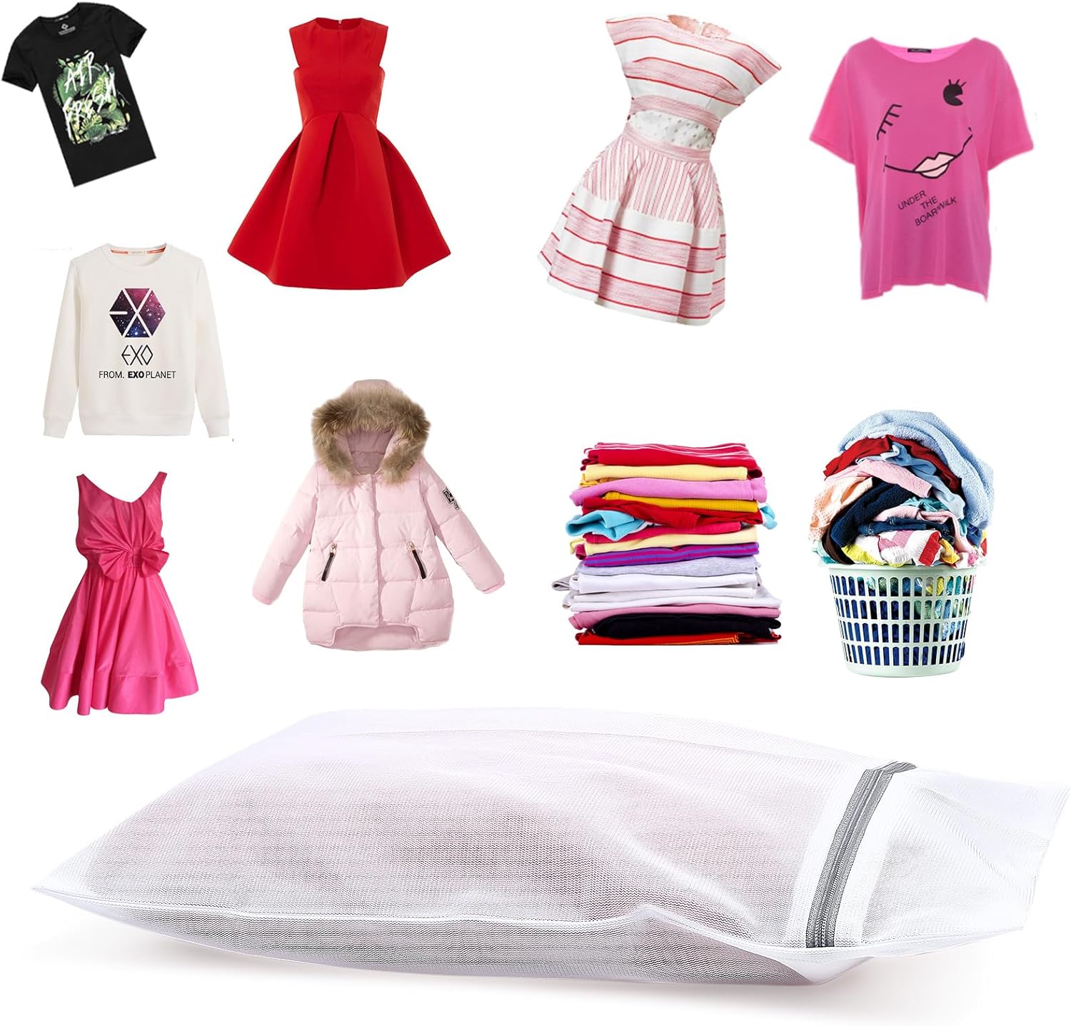 Thumbnail 4 de 3er Set Wäschenetz mit Reißverschluss für die Waschmaschine, 50 x 60 cm – Wäschebeutel für Blusen, BHs & mehr