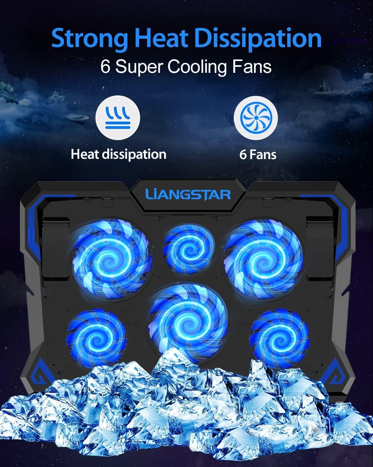 Detalle de 6-Fan Laptop Cooling Pad for 17 Inch