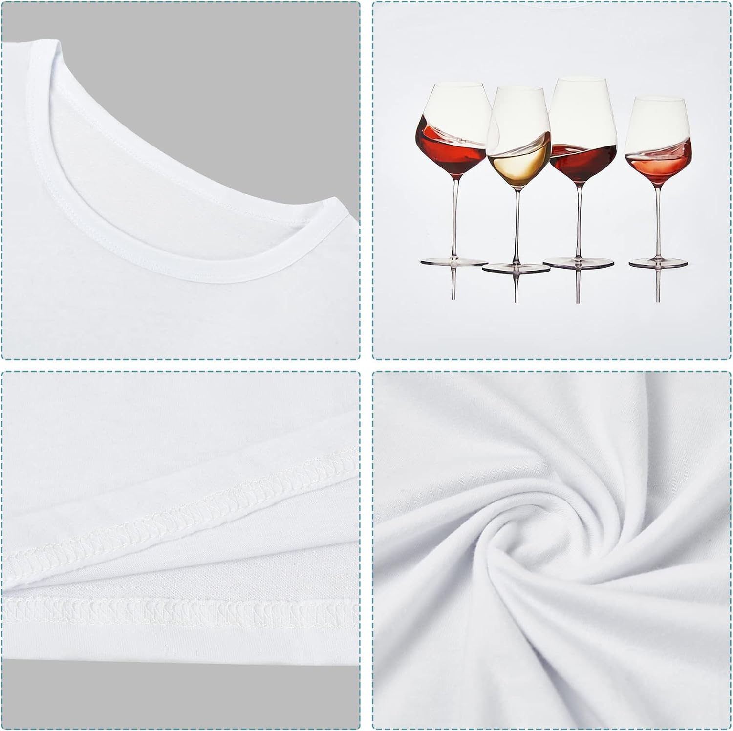 Detalle de heekpek Damen T-Shirt Kurzarm – Weiß, 100% Baumwolle, Druckmuster