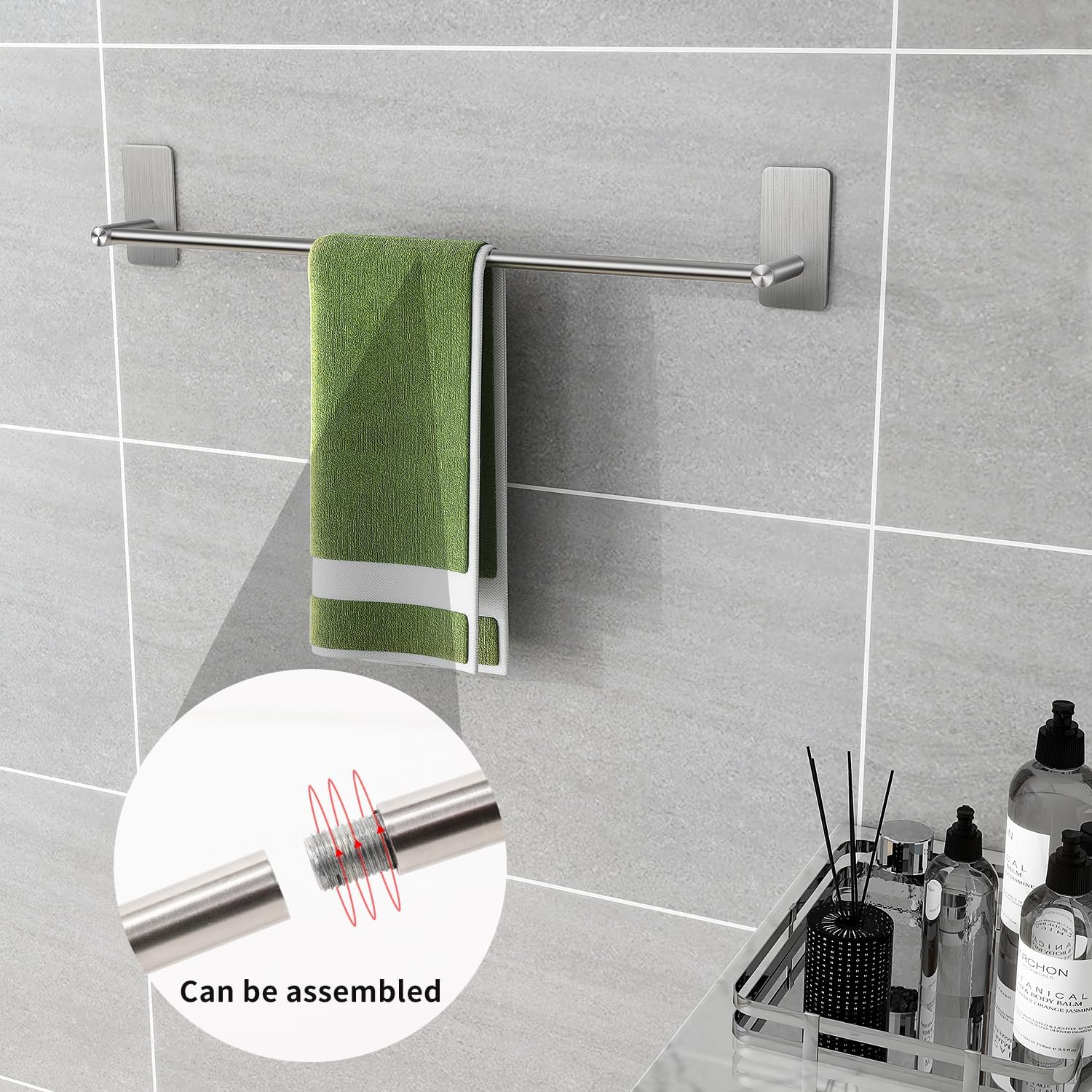 Detalle 2 de JS Towel Rail Holder Brushed Stainless 1 Rod