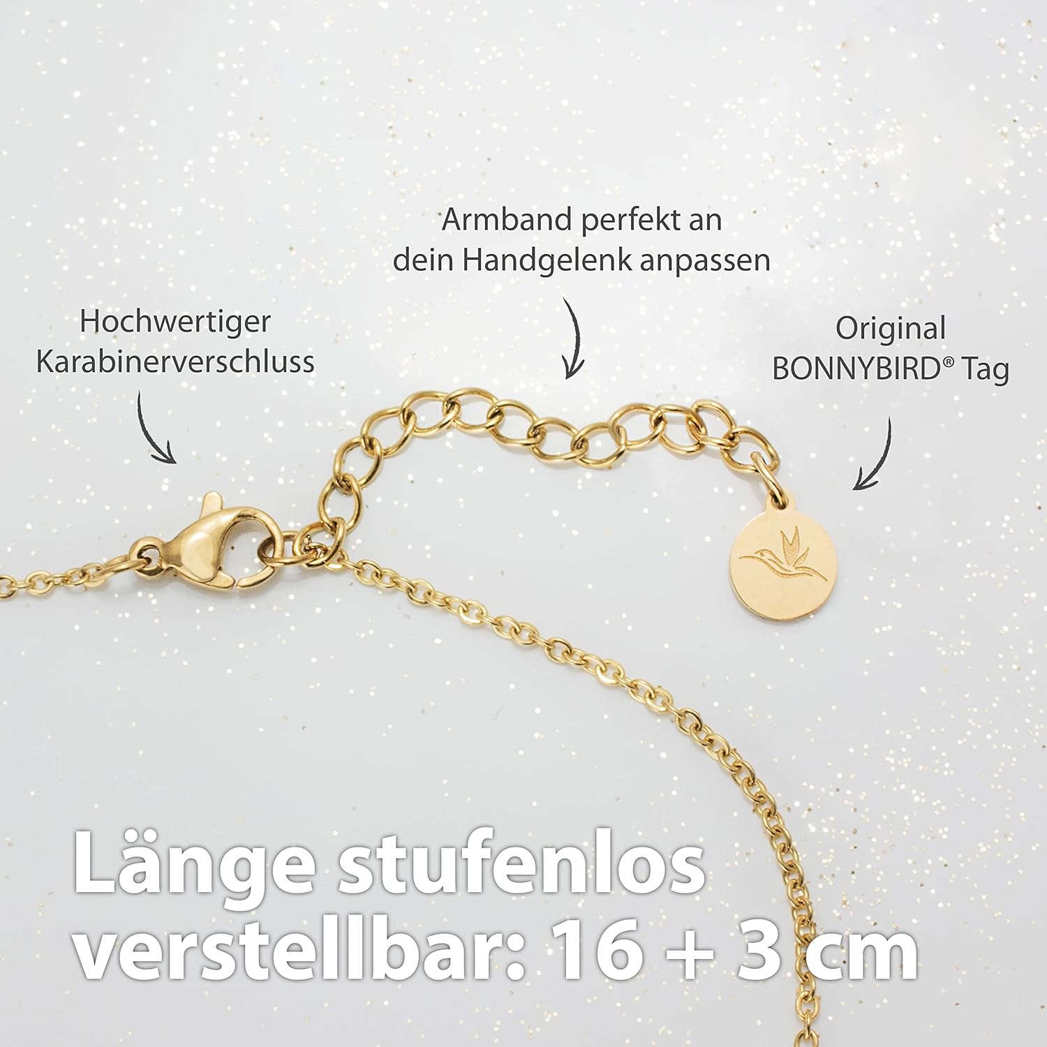 Thumbnail 4 de BONNYBIRD Wasserfestes Boho Armband mit BonnyCoin Plättchen aus Edelstahl 316L (silber, gold & roségold) – 16 bis 19 cm verstellbar